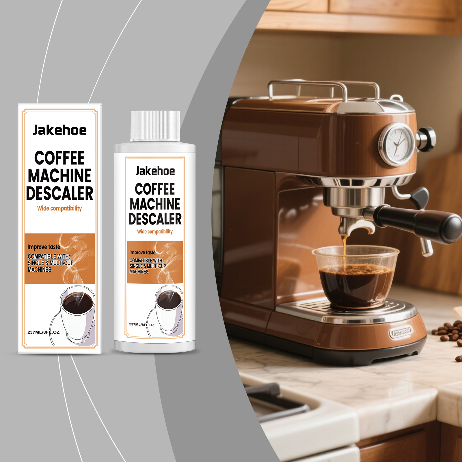 Entkalker Für Kaffeemaschinen, Entfernt Wasser, Kalk Und Flecken, Leicht Abspülbar, Reinigungsmittel Für Alle Arten Von Kaffeemaschinen – 237 Ml -- Biemmedue