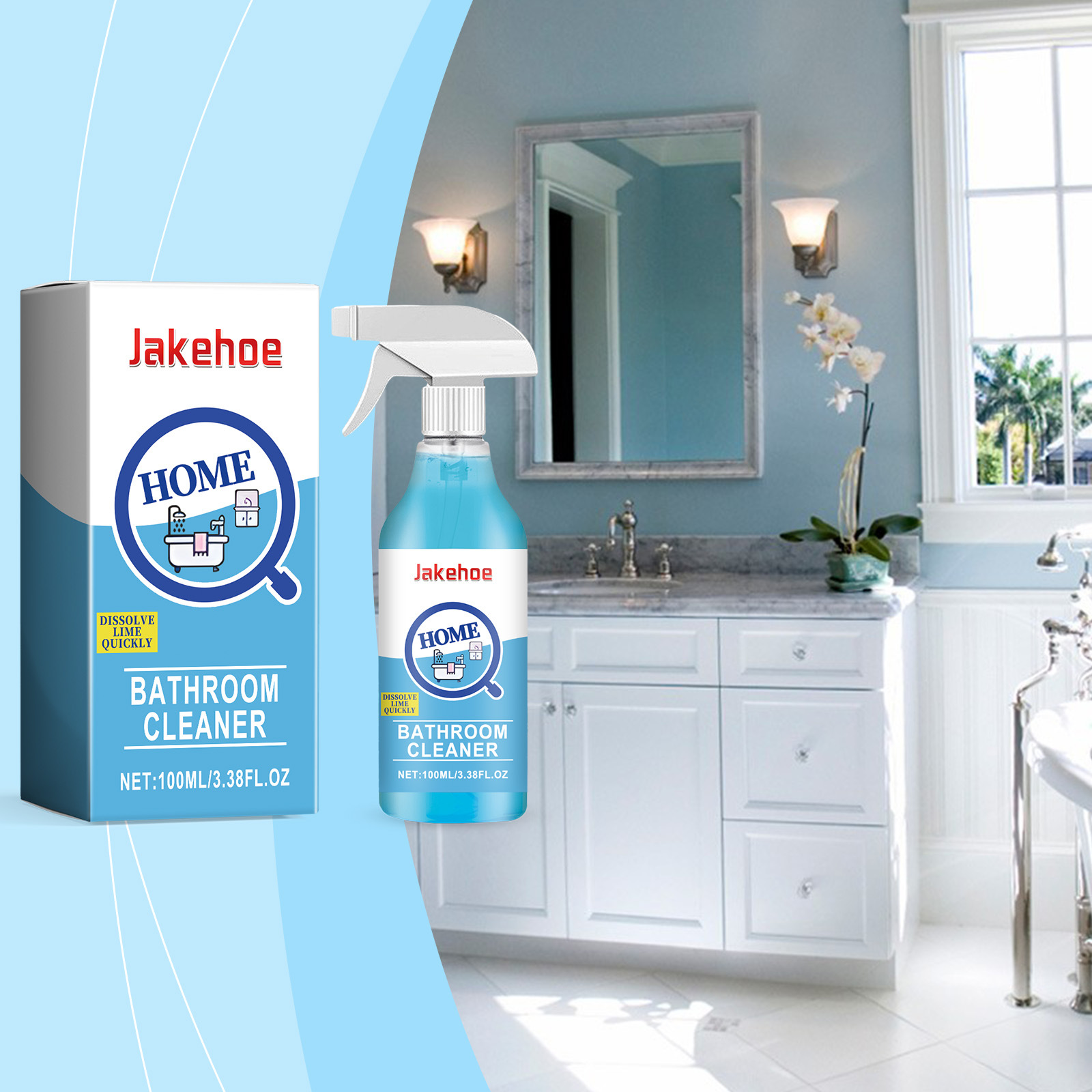 Entkalker Für Badezimmer, Sanfte Entkalkung Von Wänden Und Toiletten, Entfernt Wasserflecken Und Andere Verschmutzungen – 100 Ml -- Biemmedue