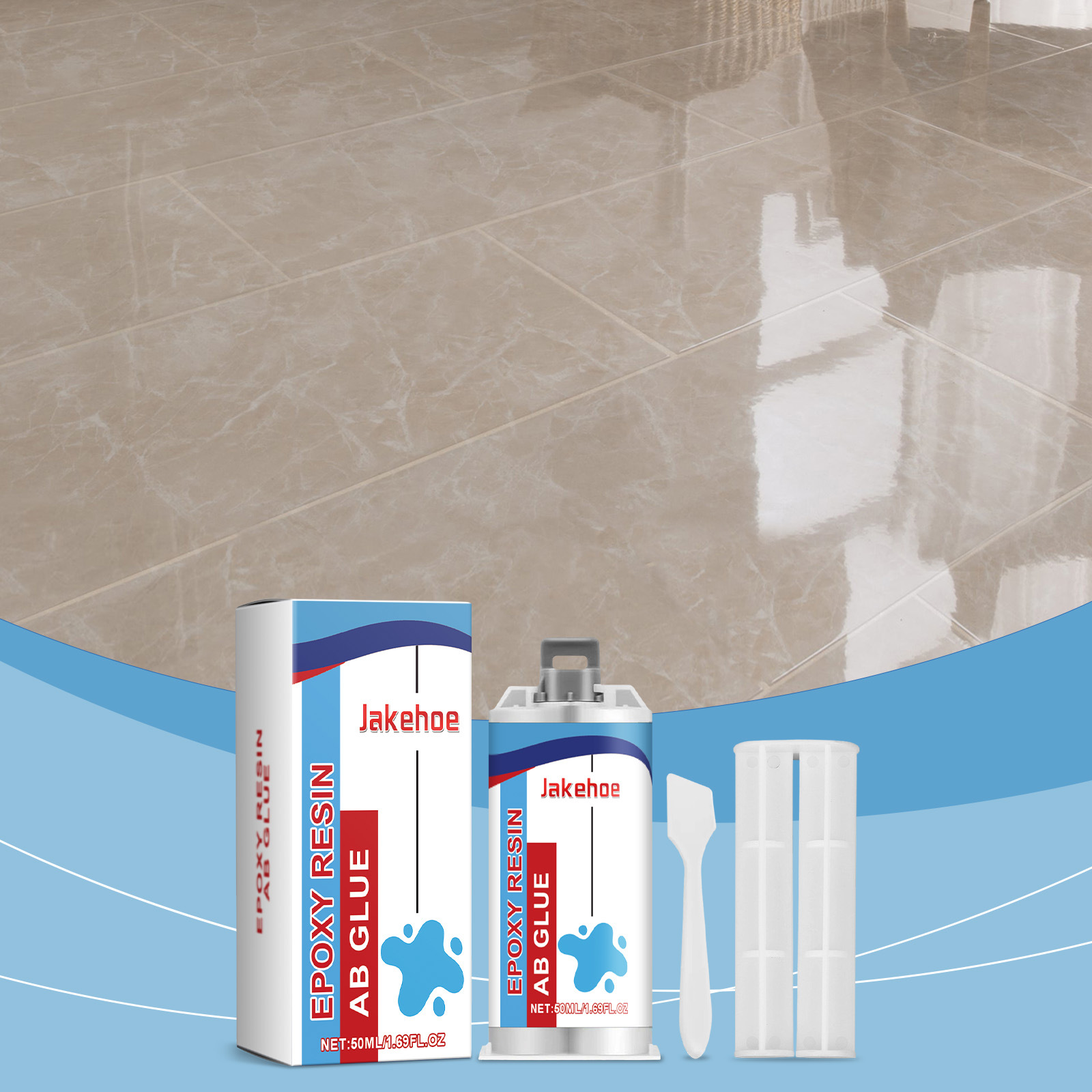 Epoxidharz-ab-klebstoff Zur Reparatur Von Rissen In Fliesen Und Rohren – Ab-klebstoff Zur Leckagevorbeugung Und -reparatur – Ab-klebstoff: 50 Ml × 1 + Druckstab × 1 + Spachtel × 1 -- Biemmedue