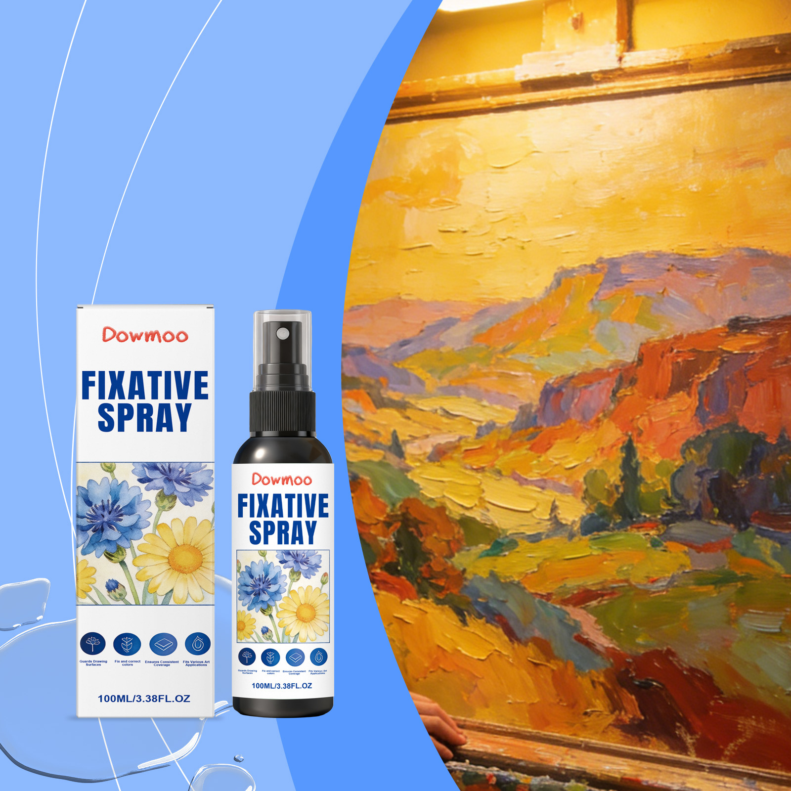 Fixierspray Für Kunstwerke, Gemälde Und Bilder Schnelltrocknendes, Filmbildendes Pflegespray Matt, Nicht Reflektierend – 100 Ml -- Biemmedue
