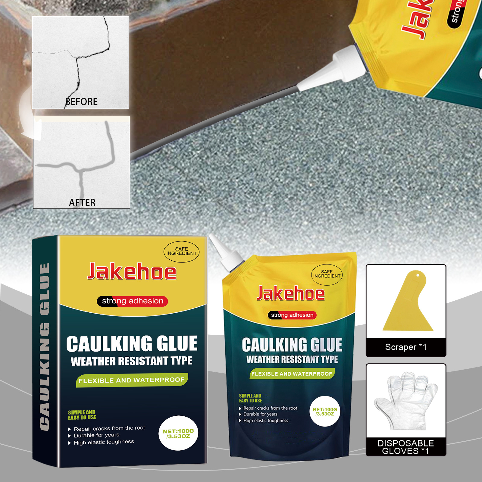 Fugendichtstoff Für Betonplatten, Bodenfugen, Ziegel- Und Fliesenfugen – 100 G Dichtstoff + Spachtel + Einweghandschuhe -- Biemmedue
