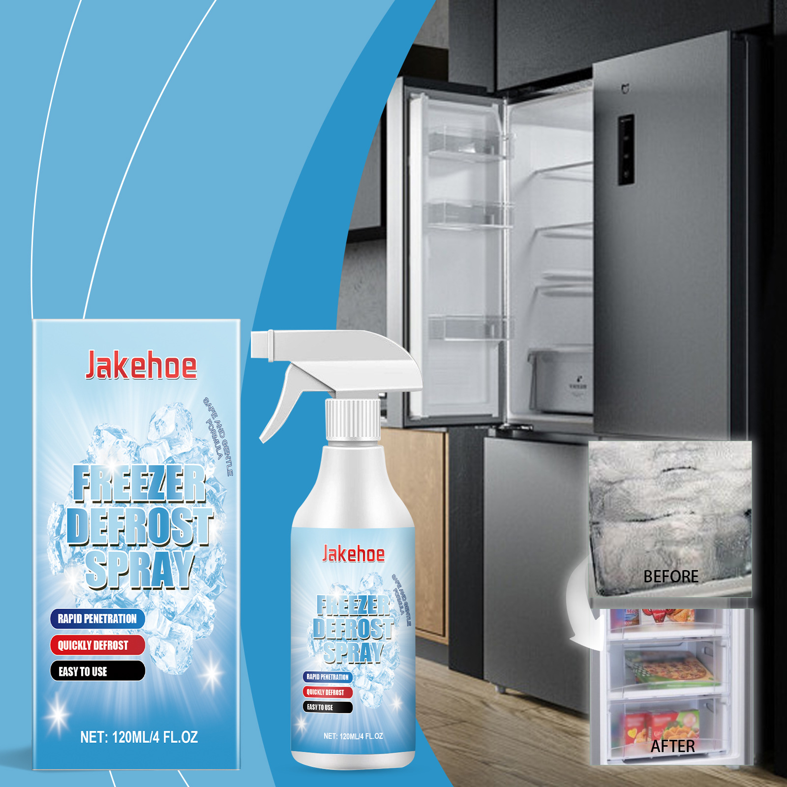 Gefrierschrank-abtau-spray, Mehrzweck-reinigungsspray Für Haushaltskühlschränke, Gefrierschränke Und Eiswürfelbereiter – 120 Ml -- Biemmedue