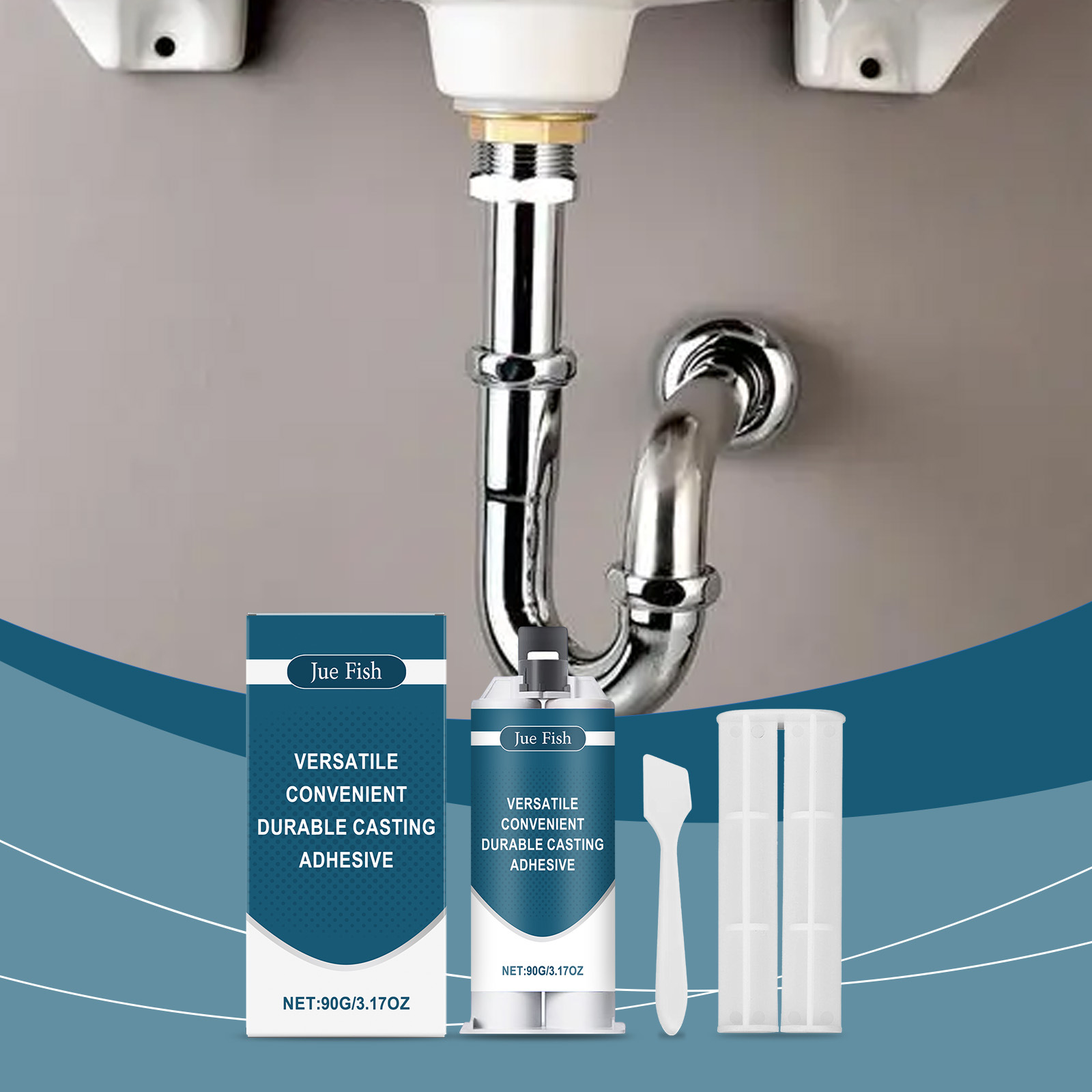 Gießkleber Für Haushalt Und Industrie, Metallrohre Und Fliesenreparatur – Wasserfester Kleber – 90 G + Schieber + Spachtel -- Biemmedue