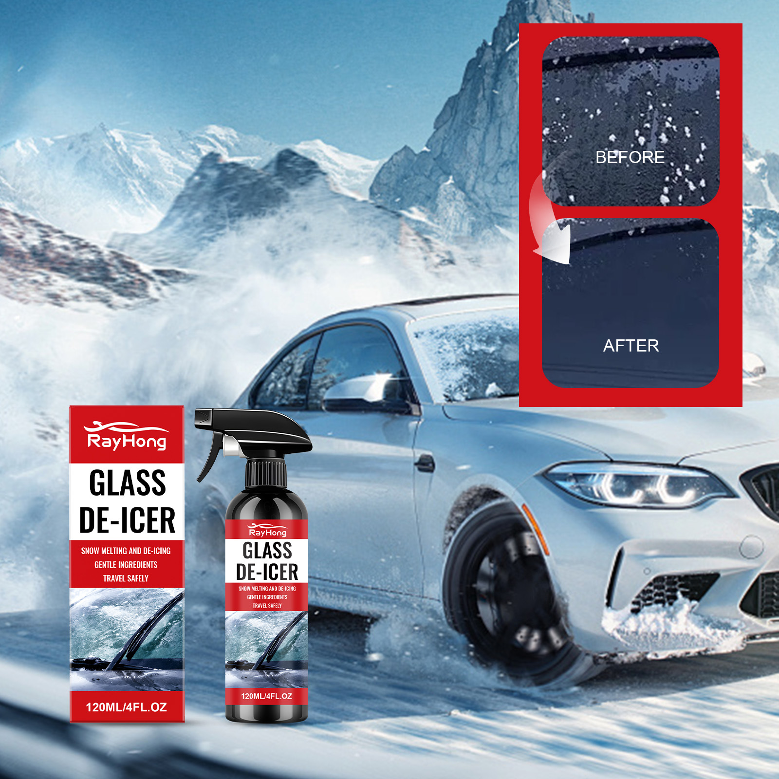 Glas-enteisungsmittel Zur Reinigung Und Aufbereitung Von Frostbedeckten Fahrzeugoberflächen Im Winter – Praktischer Enteisungsreiniger – 120 Ml -- Biemmedue