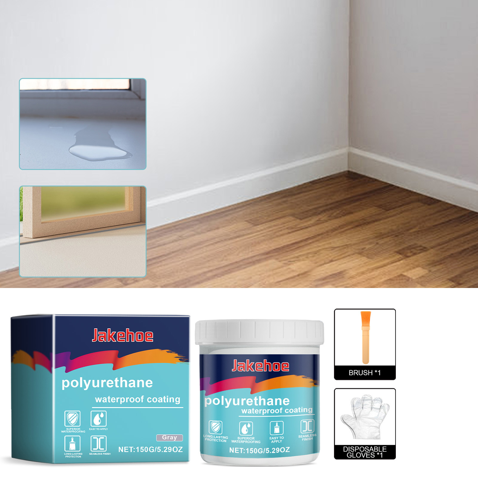 Graues Wasserdichtes Dichtmittel, Transparenter Wasserdichter Klebstoff, Abdichtungsmittel Für Badezimmerdächer, Türen Und Fenster – 150 G Klebstoff + Pinsel + Einweghandschuhe (1 Paar) -- Biemmedue