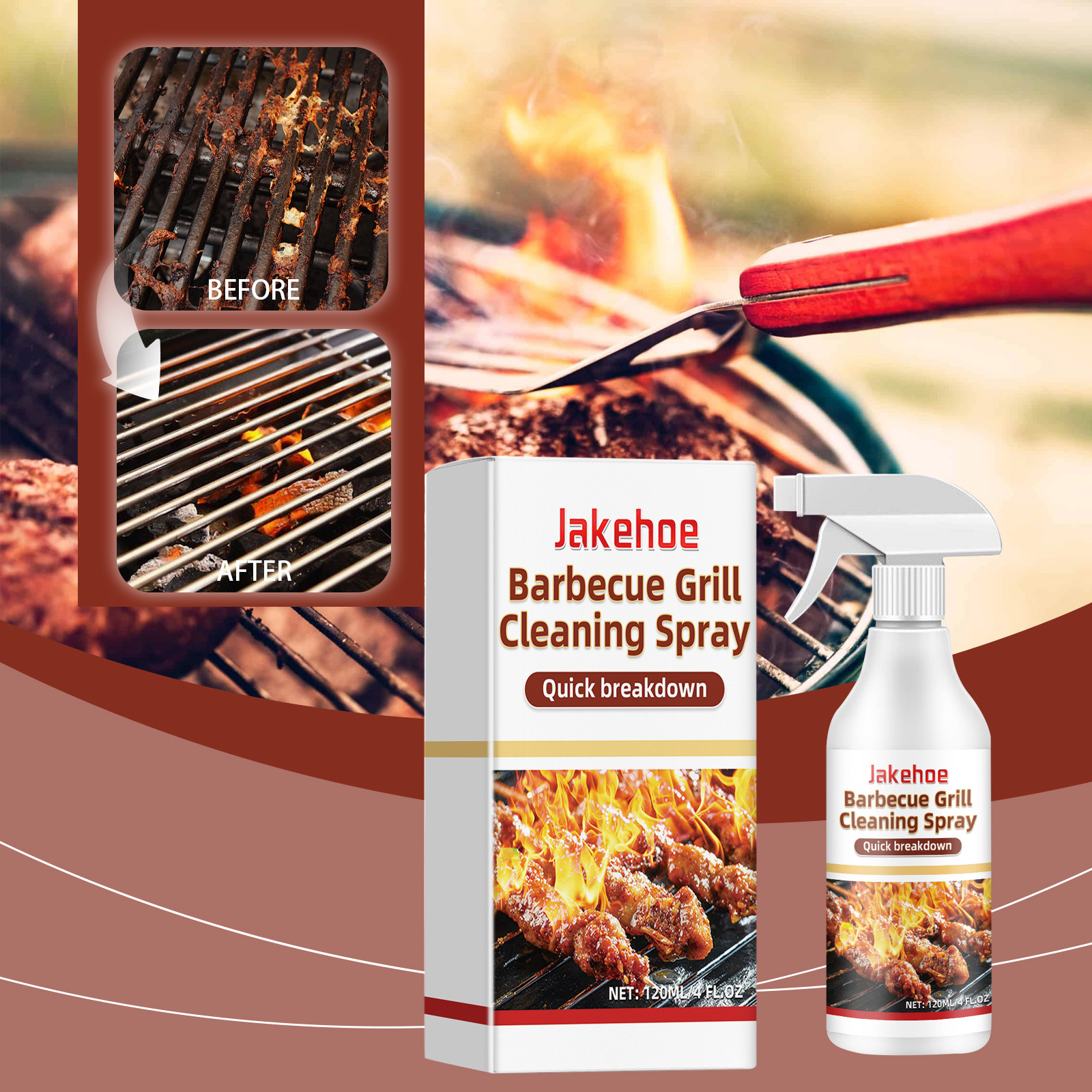 Grillreinigungsspray, Tragbarer Grillreiniger Für Den Außenbereich, Entfernt Fett Und Flecken – 120 Ml -- Dtekgaz