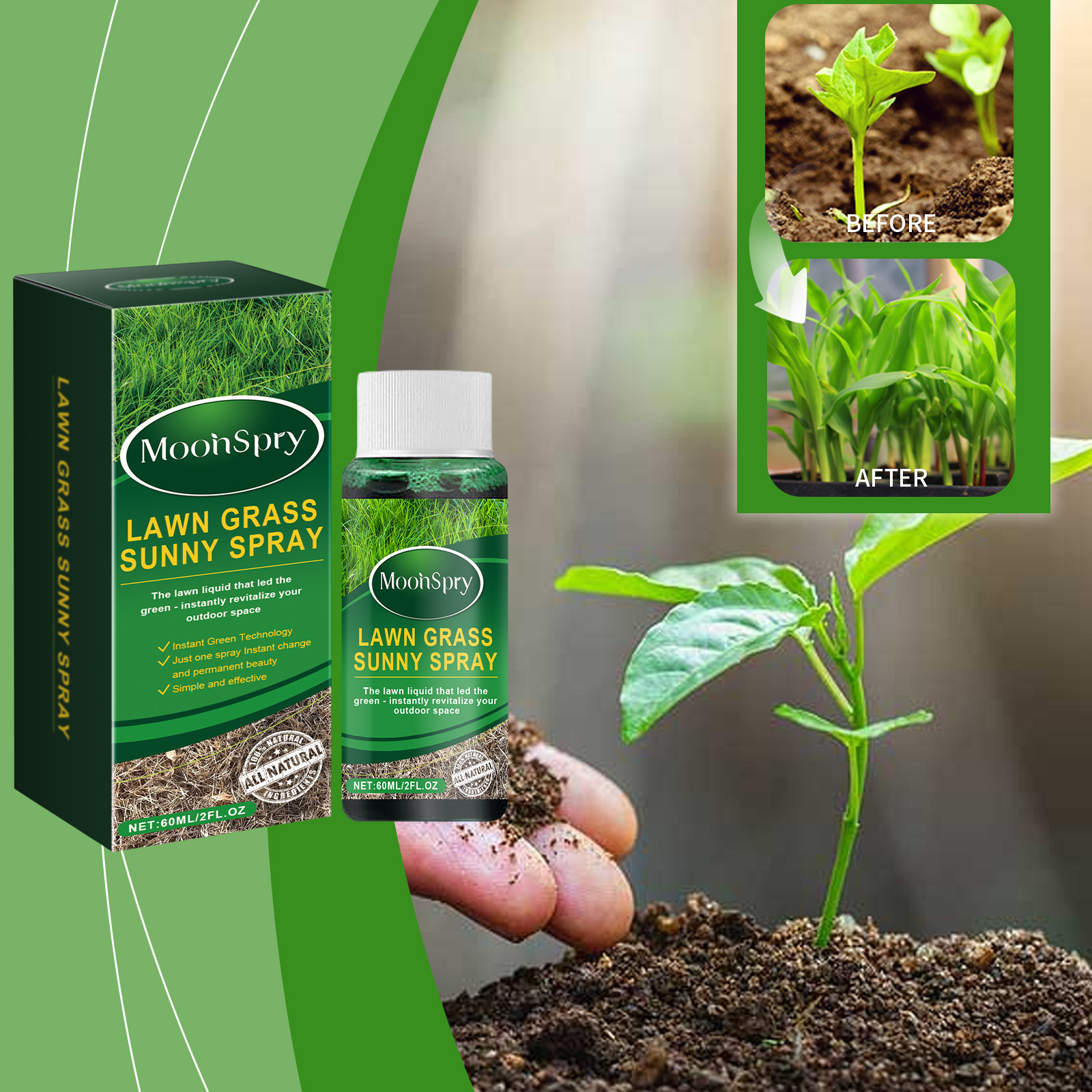 Grünes Rasenwachstumsmittel, Für Den Garten Und Den Innenbereich, Zur Förderung Des Wurzelwachstums Und Als Nährstofflösung Für Rasen Und Blattpflanzen – 60 Ml -- Biemmedue
