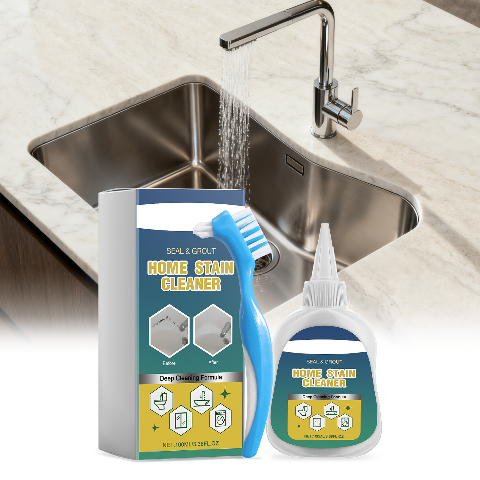 Haushalts-fleckenentferner-gel, Reinigt Gründlich Und Vielseitig, Geeignet Für Fliesenfugen, Spritzfrei, Praktische 100-ml-packung -- Biemmedue