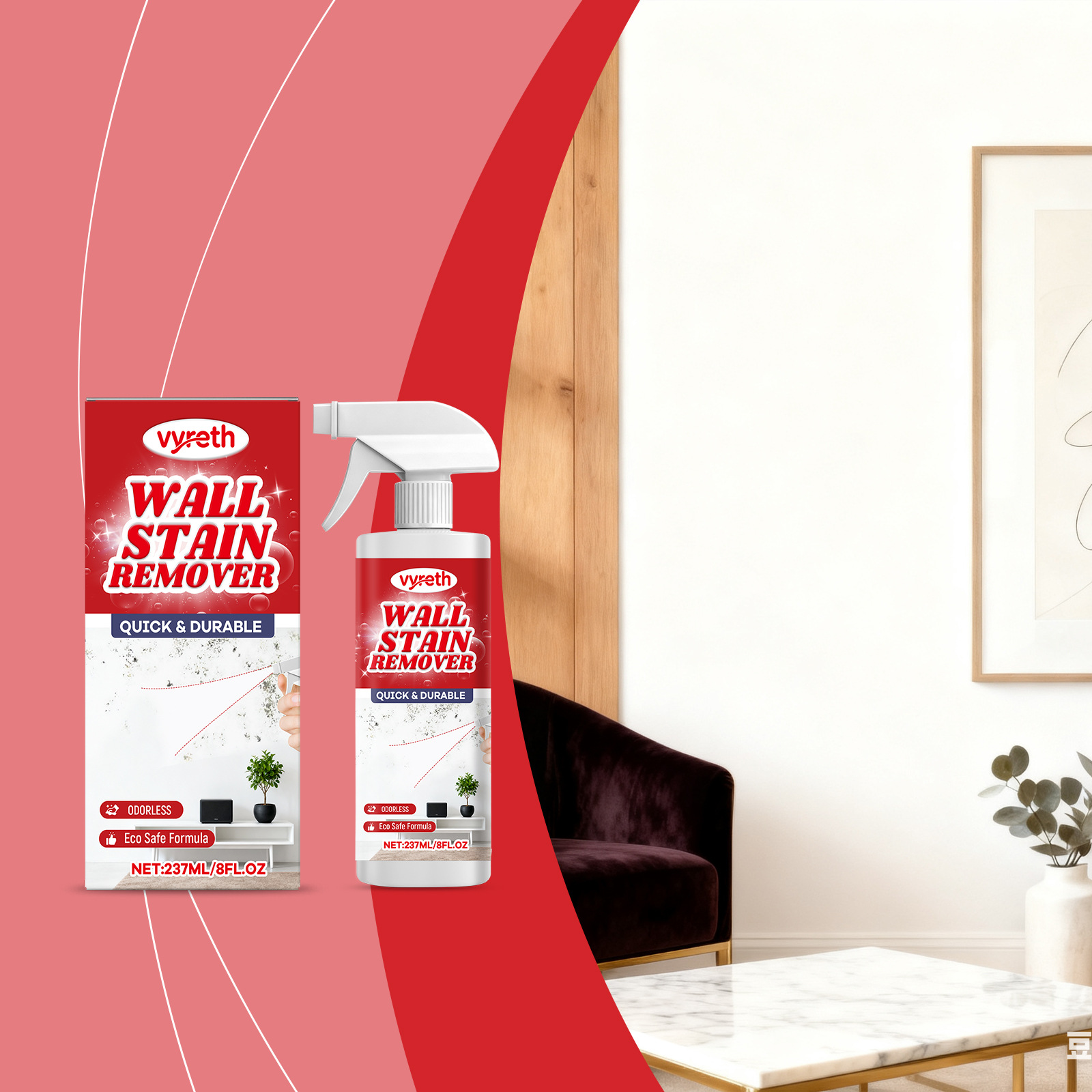 Haushalts-wandreiniger, Geeignet Für Verschiedene Materialien, Reinigungsspray Für Badezimmer- Und Küchenwände – 237 Ml -- Biemmedue