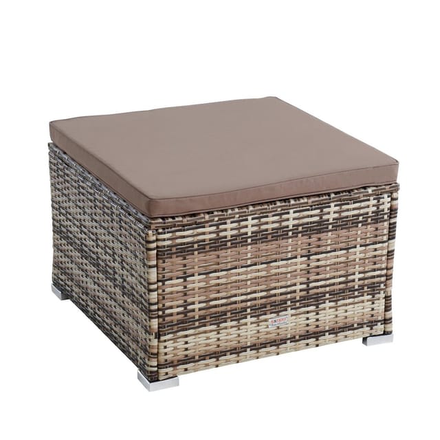 Estexo - Rattanhocker Gartenhocker Hocker xxl Stuhl Polyrattan Sitzhocker Beige-Braun