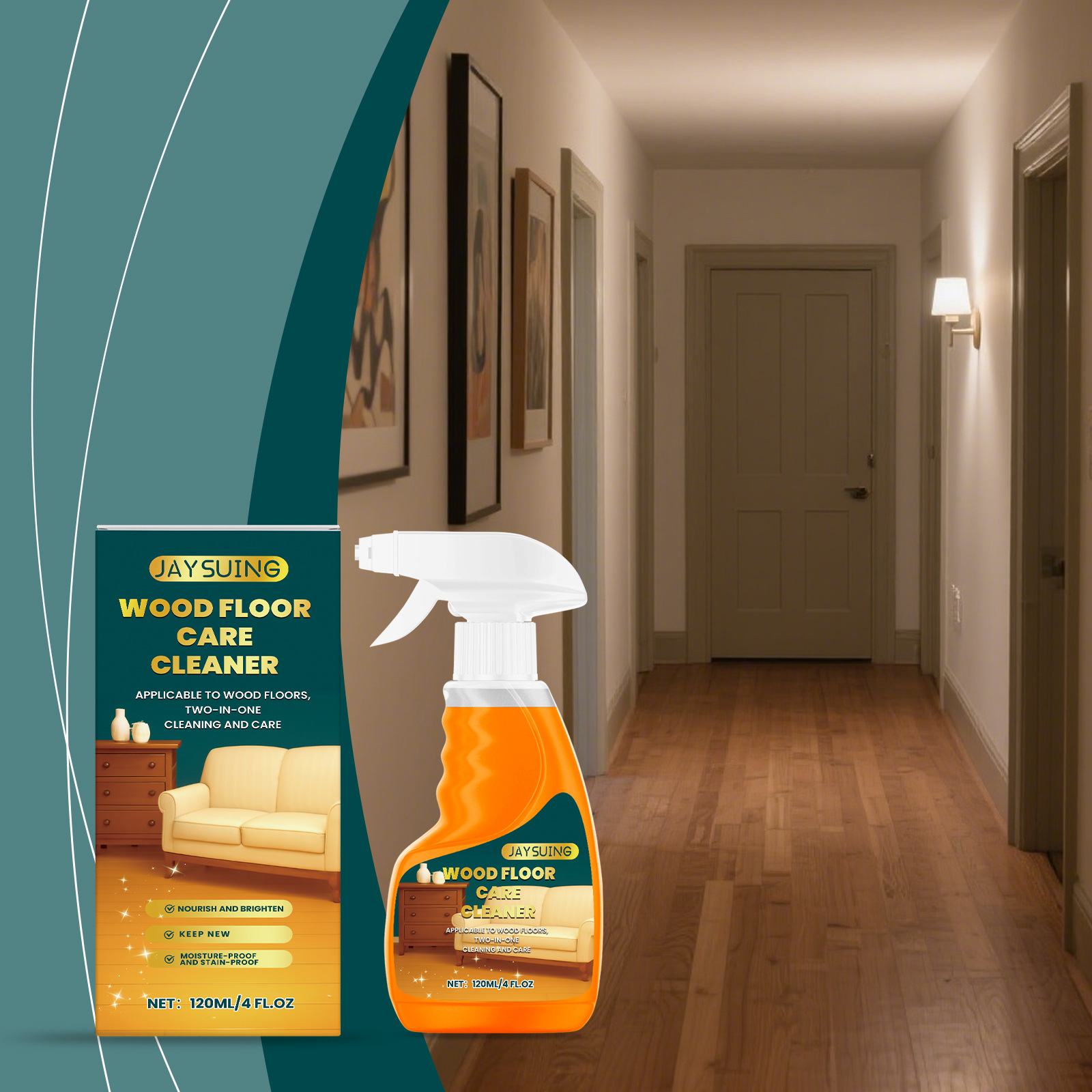 Holzboden-pflege- Und Reinigungsspray – Fleckenentfernung, Pflege Und Glanz Mit Frischem Zitronenduft – 120 Ml -- Dtekgaz