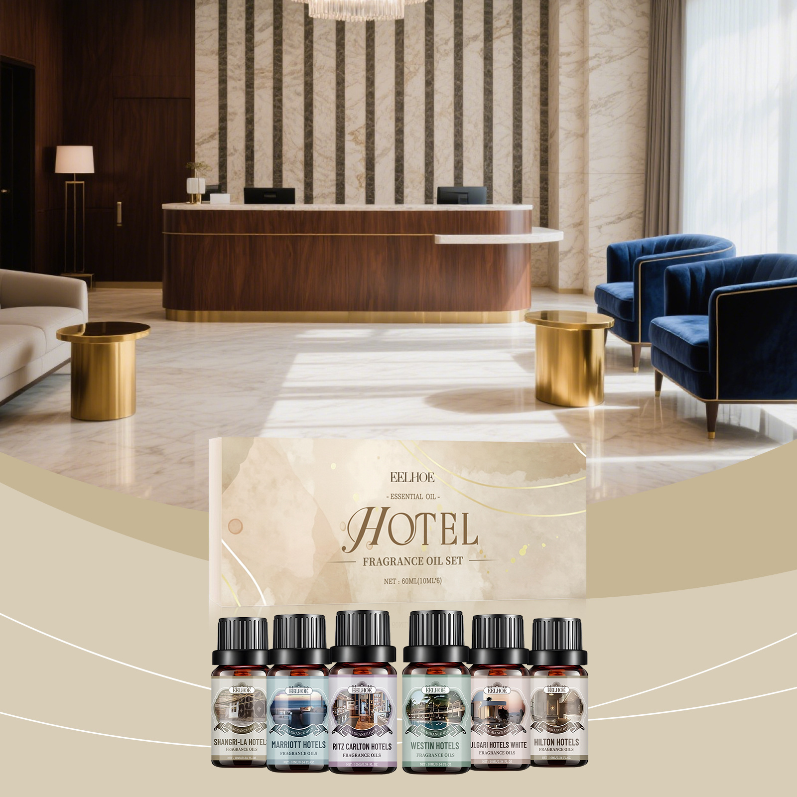 Hotel-aromatherapie-geschenkset Mit Ätherischen Ölen – Frischer Und Langanhaltender Duft, Geeignet Für Zuhause Und Büro – 60 Ml (10 Ml X 6) -- Biemmedue