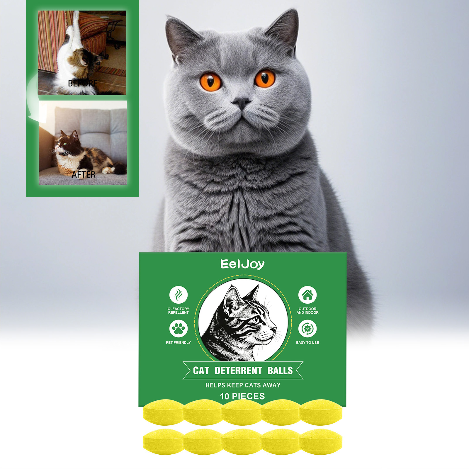 Katzenabwehrtabletten Für Den Täglichen Gebrauch Im Haushalt. Hält Katzen Fern Und Verhindert Kratzen, Beißen Und Beschädigungen. Einfache Anwendung. – 10 Stück -- Biemmedue