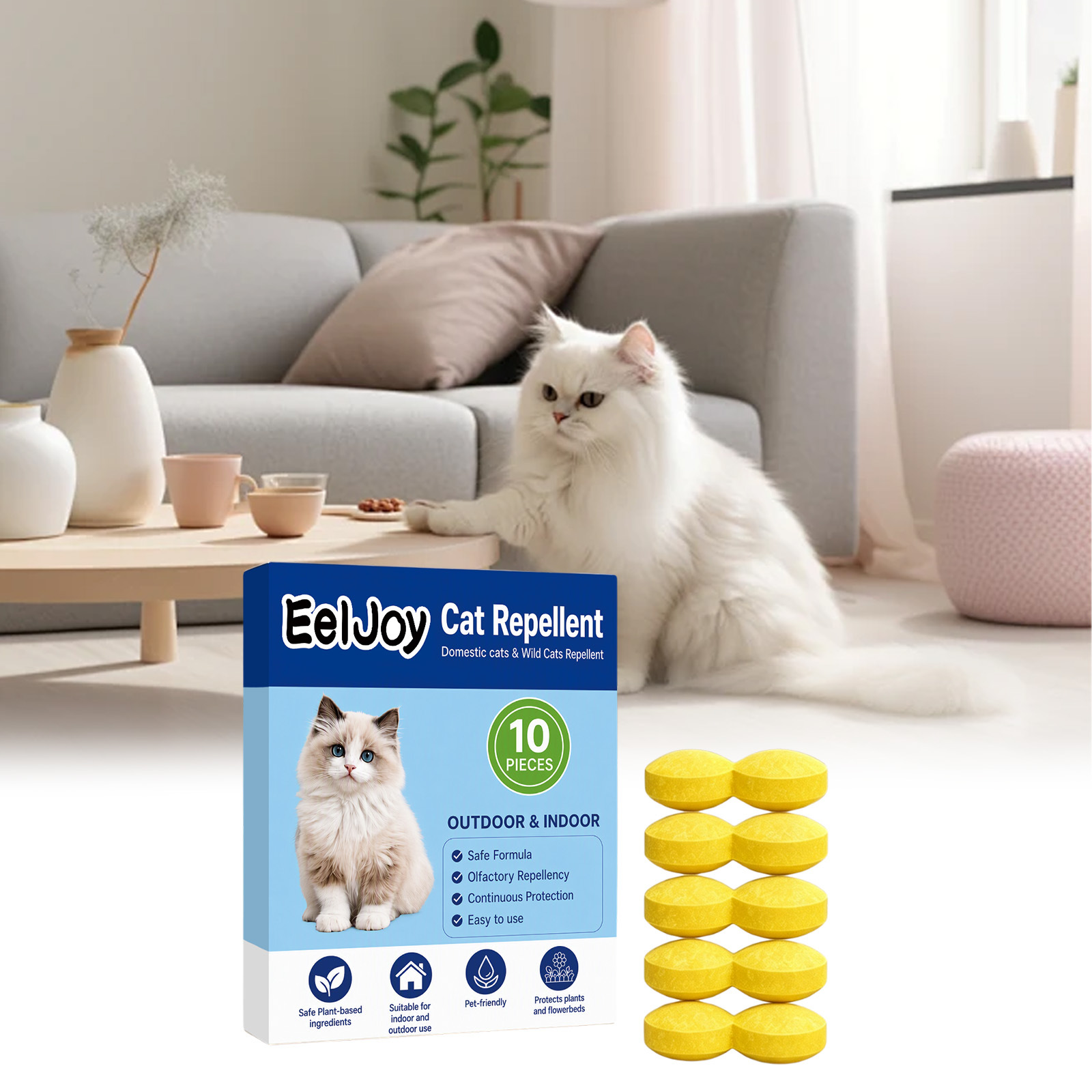 Katzenabwehrtabletten, Pflanzliche Formel, Praktische Anwendung Im Haushalt, Um Katzen Vom Kratzen Und Ausgraben Ihrer Exkremente Abzuhalten – 10 Tabletten, 3 Netzbeutel -- Biemmedue