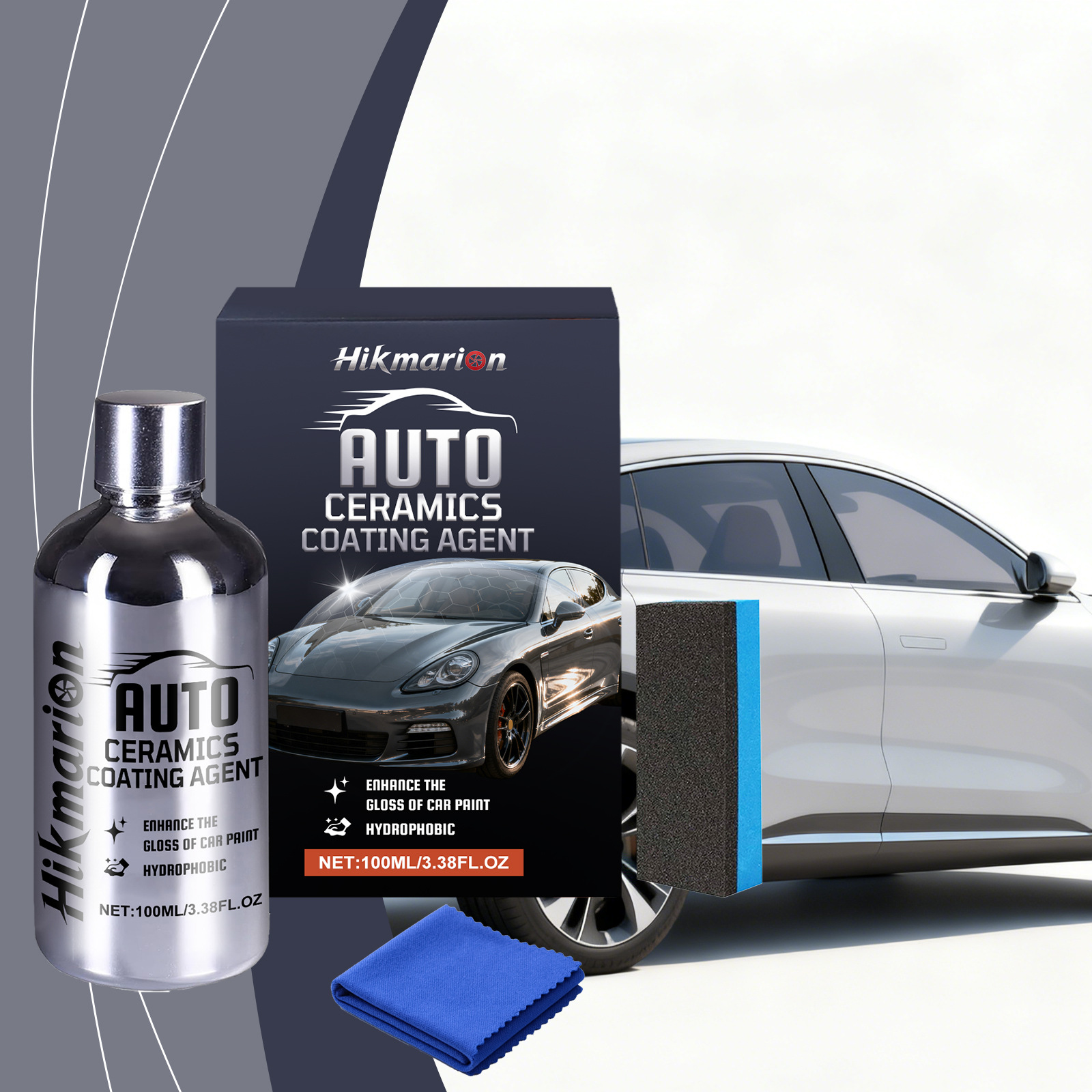 Keramikversiegelungsmittel Für Die Glanzpflege Von Autolacken, Tägliche Reinigung Und Pflege – 100 Ml 1 + Tuch 1 + Schwamm 1 -- Biemmedue
