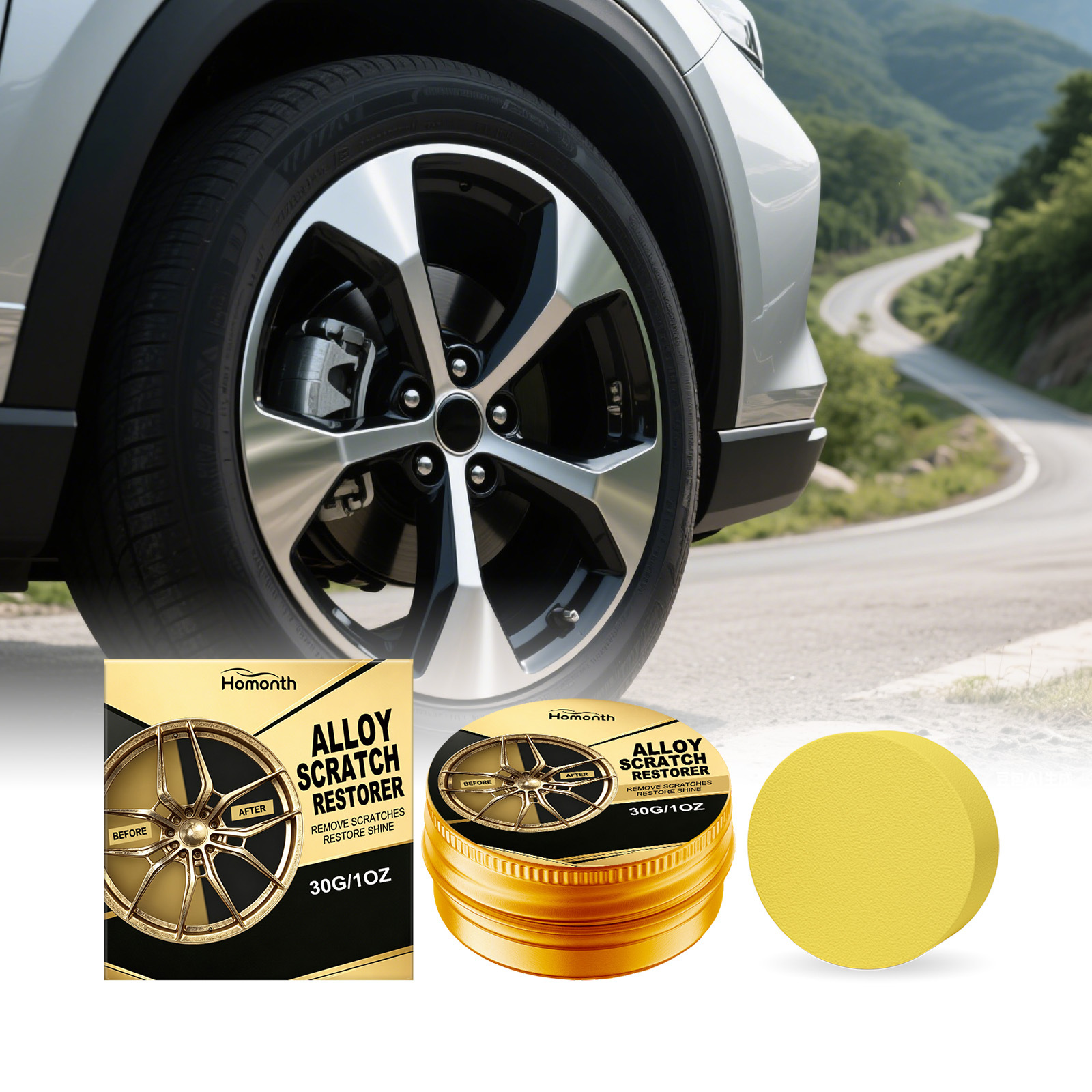 Kratzerschutzmittel Für Leichtmetallfelgen Zur Täglichen Pflege Von Autoreifen Und Felgen, Inklusive Kratzerreparatur Und Reinigung – 30 G × 1 + Schwamm × 1 -- Biemmedue