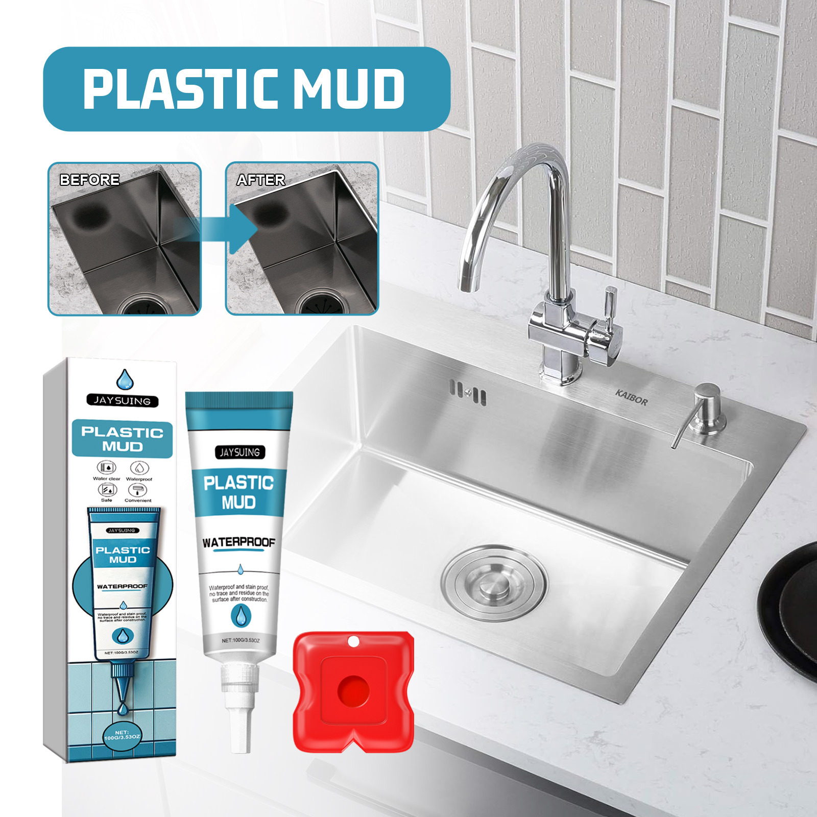 Kunststoff-stahl-dichtungsmasse Und Fugenmasse Für Toiletten, Reparaturmittel Für Fugen Zwischen Badezimmer-, Wc-wand- Und Bodenfliesen – 100 G + Spachtel -- Biemmedue