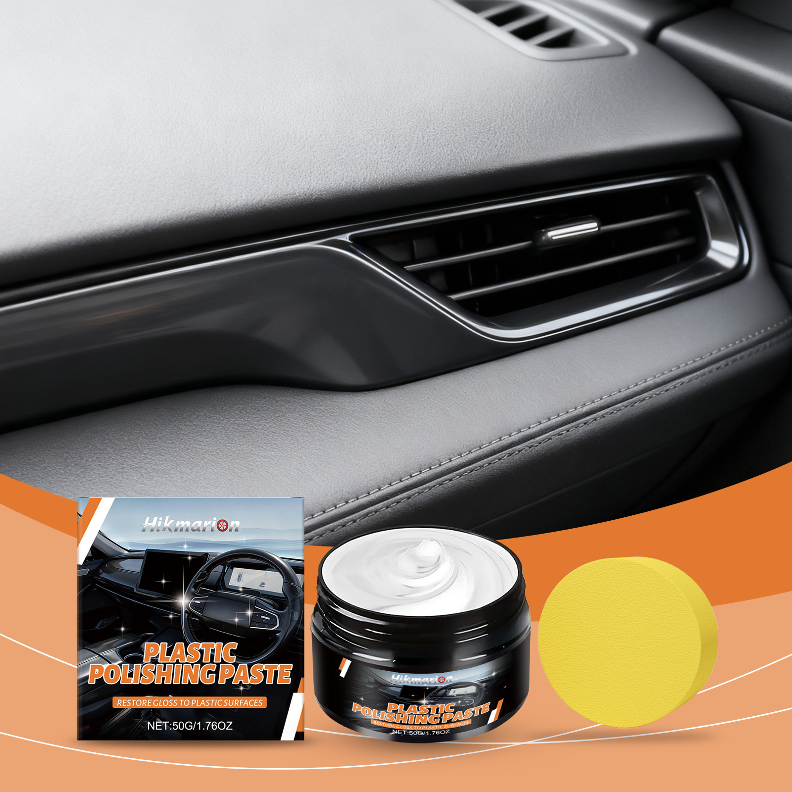 Kunststoffpolierpaste Für Die Aufbereitung Von Fahrzeuginnen- Und -außenbereichen, Zur Fleckenentfernung Und Für Die Tägliche Reinigung Verschiedener Materialien – 50 G + Schwamm1 -- Biemmedue