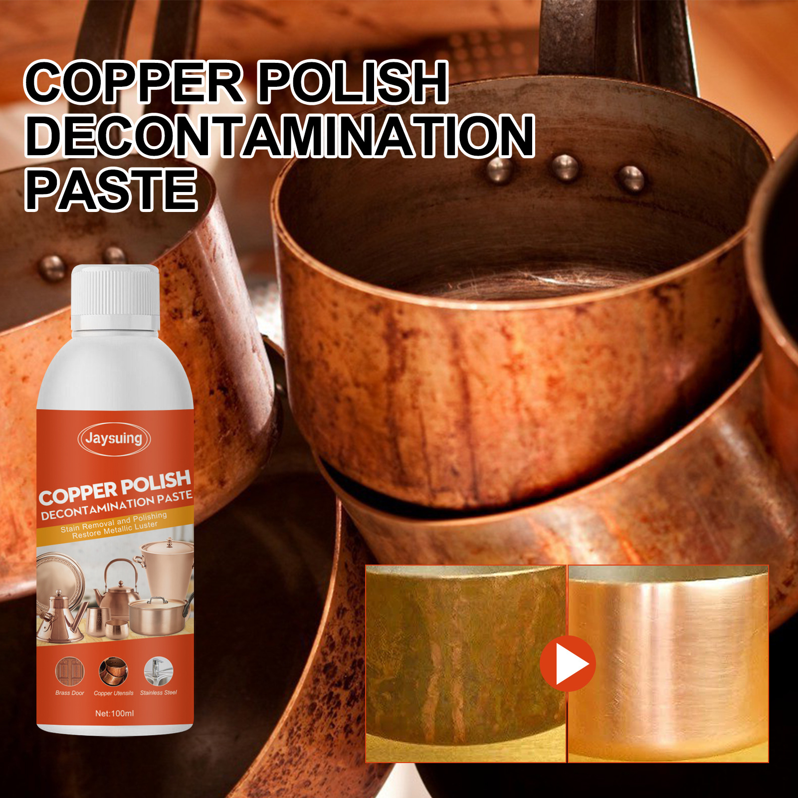 Kupferreiniger, Entferner Von Kupferoxiden An Töpfen Und Utensilien, Rostentferner Und Glanzmittel Für Messing Und Kupfer – 100 Ml -- Biemmedue