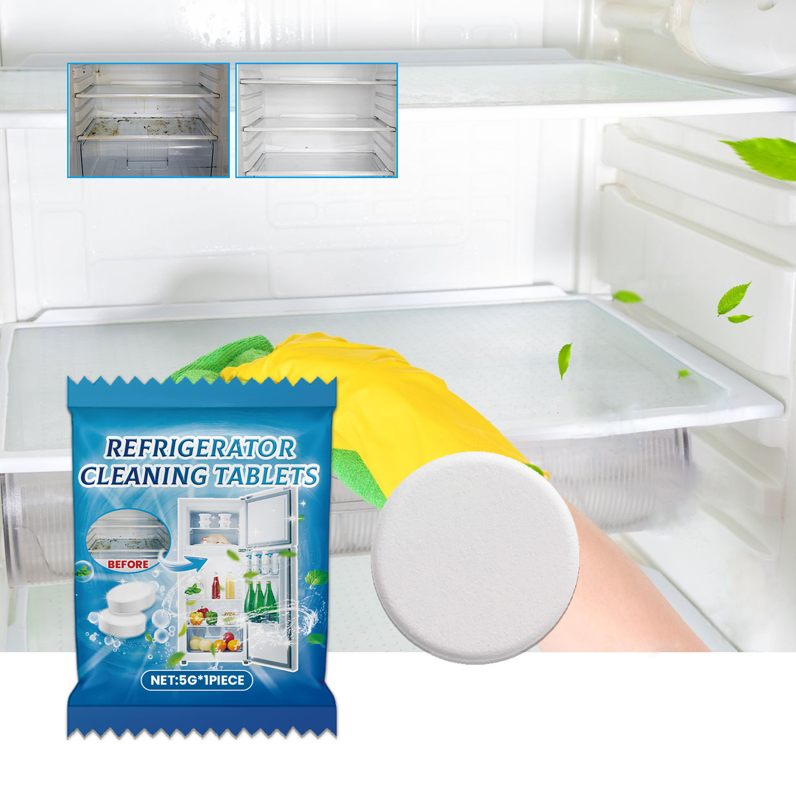 Kühlschrankreinigungstabletten – Tiefenreinigung Für Gefrierschränke, Entfernt Kalk Und Gerüche Aus Ritzen – Brausetabletten – 5 G X 1 Stück -- Biemmedue