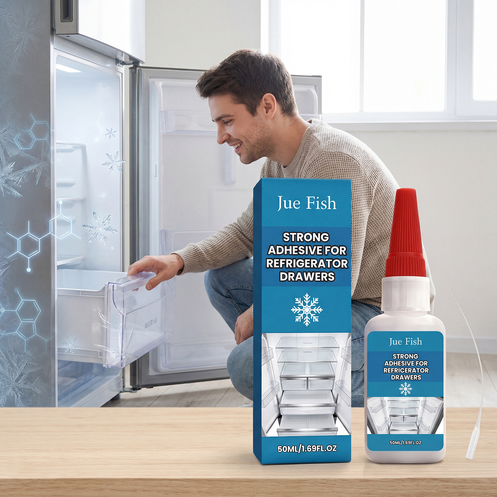 Kühlschrankschubladenkleber Für Die Einfache, Nagelfreie Und Sichere Verklebung Verschiedener Kühlschrankinnenteile Und -komponenten – 50 Ml + 1 Pipette -- Biemmedue