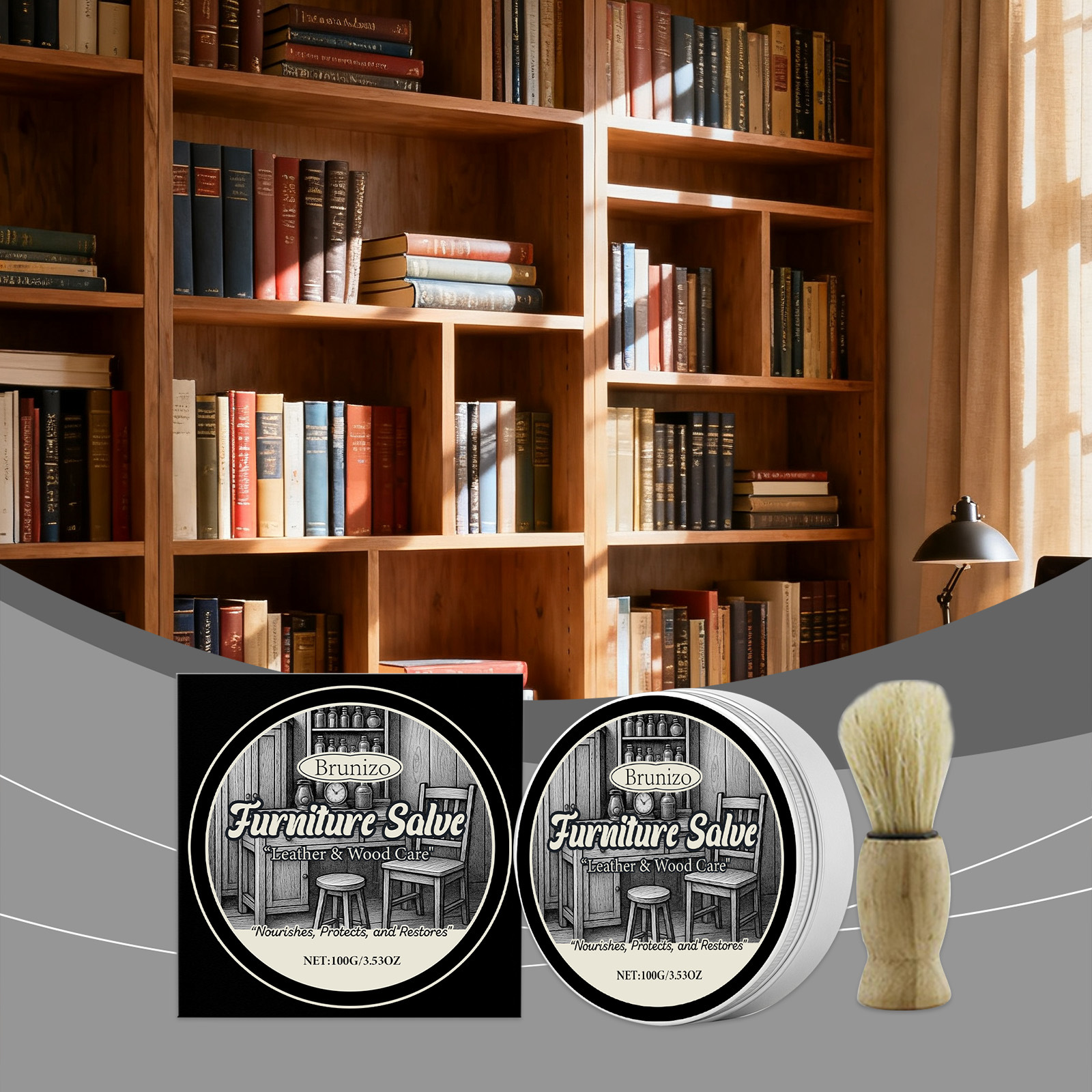 Leder- Und Holzpflegecreme Für Sofas, Leder- Und Holzmöbel – Reinigt, Pflegt Und Frischt Oberflächen Auf – 100 G + Pinsel -- Biemmedue