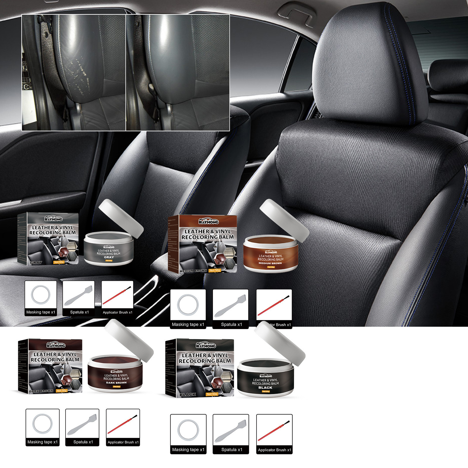 Lederfarbauffrischungscreme Für Autositze, Ledersofas, Lederbekleidung Und Lederschuhe – Schwarz -- Dtekgaz