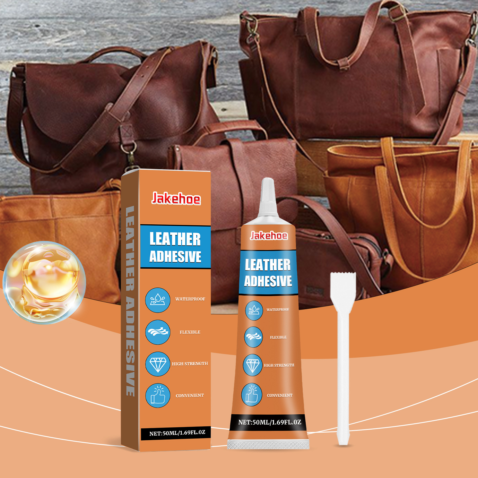 Lederkleber, Kleber Für Leder- Und Stoffsofas, Wasserfest, Nahtlose Reparatur, Starke Klebewirkung – 50 Ml Kleber + Spachtel -- Biemmedue