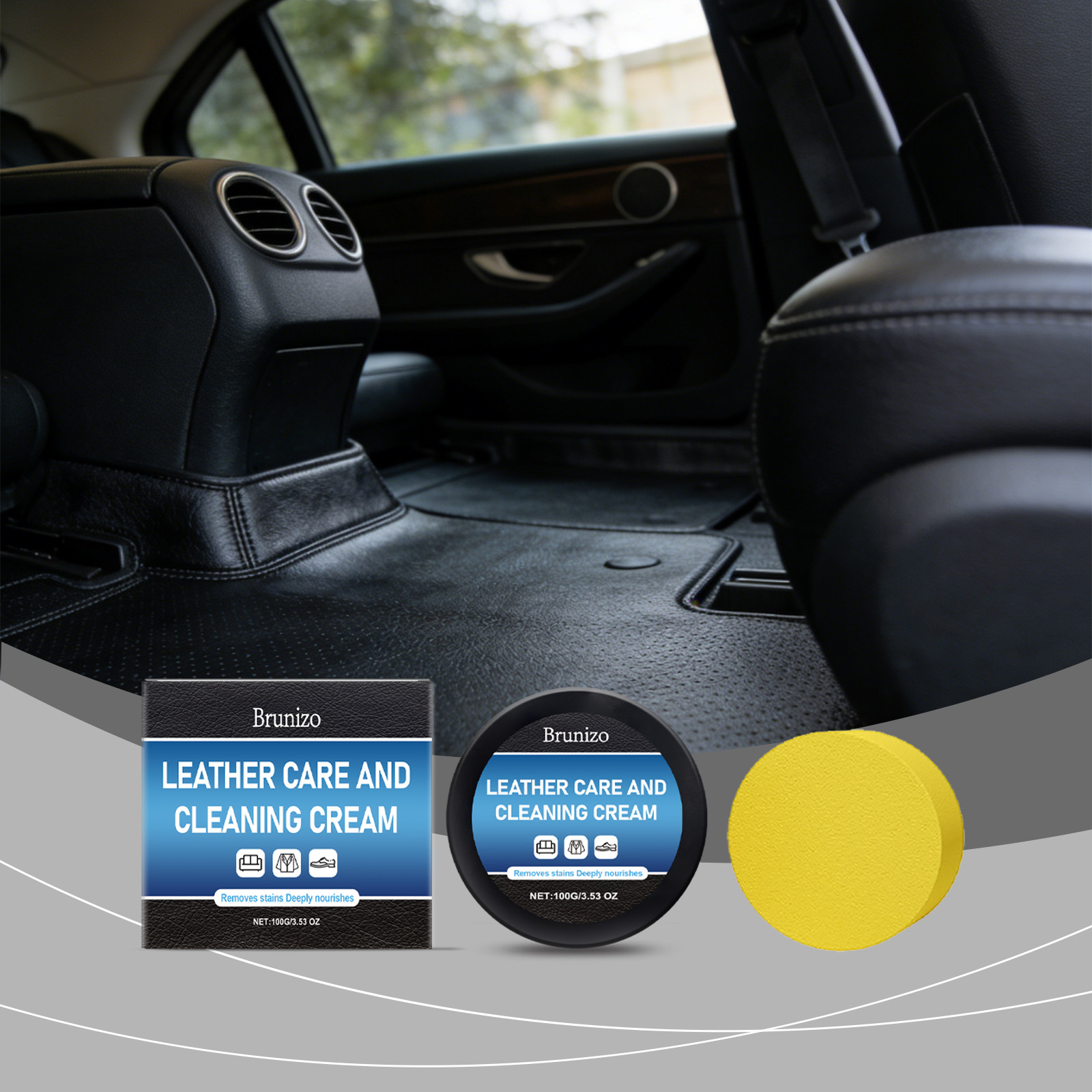 Lederpflege- Und Reinigungscreme – Sanfte Reinigung Und Aufbereitung Von Autoinnenräumen Und Autoinnenwachs, Lederpflegecreme – 100 G + Schwamm -- Biemmedue