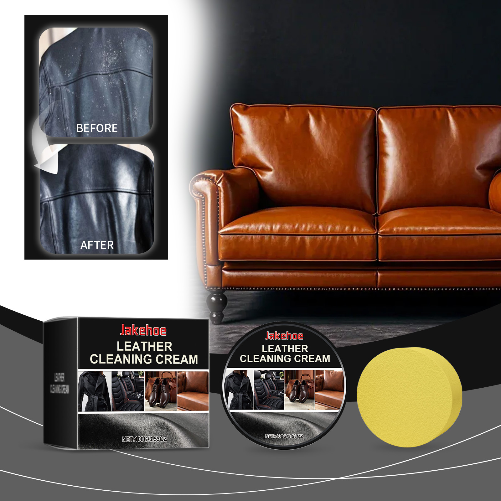 Lederpflegecreme Für Autositze, Möbel, Ledertaschen Und Schuhe – Mehrzweck-kratzerreparaturcreme (praktisch Für Unterwegs) – 100 G X 1 + Schwamm X 1 -- Biemmedue
