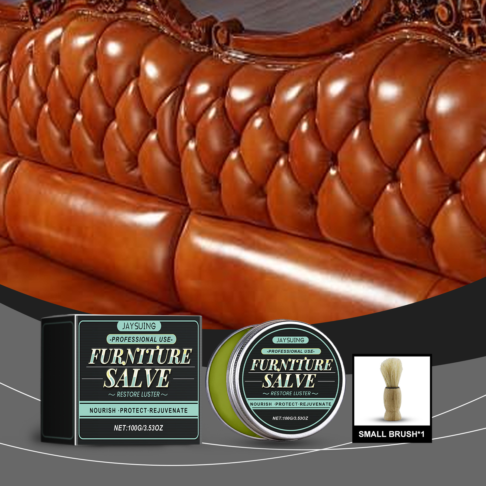 Lederpflegecreme Für Möbel – Kratzerreparatur, Imprägnierung Und Pflege Für Möbel, Ledertaschen Und Autositze – 100 G + Pinsel 1 -- Biemmedue