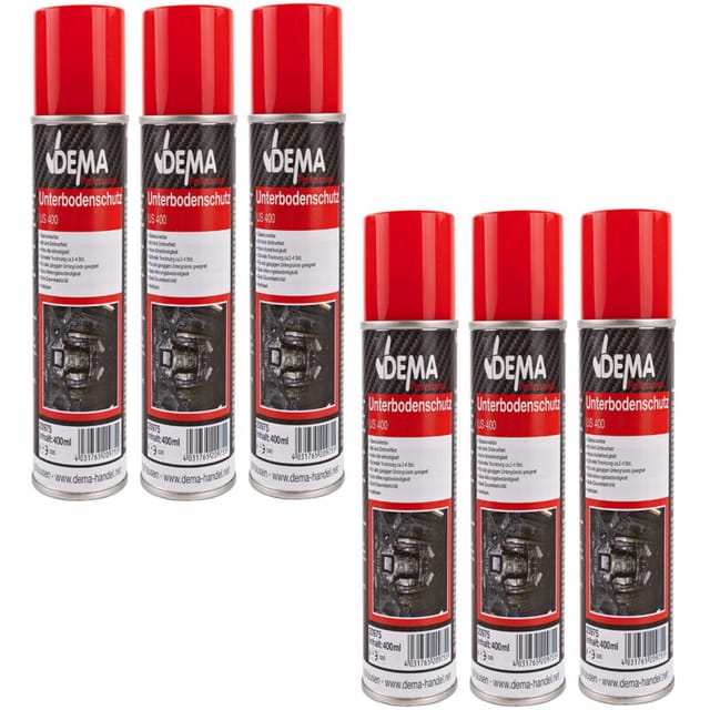 Dema - 6x Unterbodenschutz Spray schwarz 400 ml Steinschlagschutz Hohlraumversiegelung