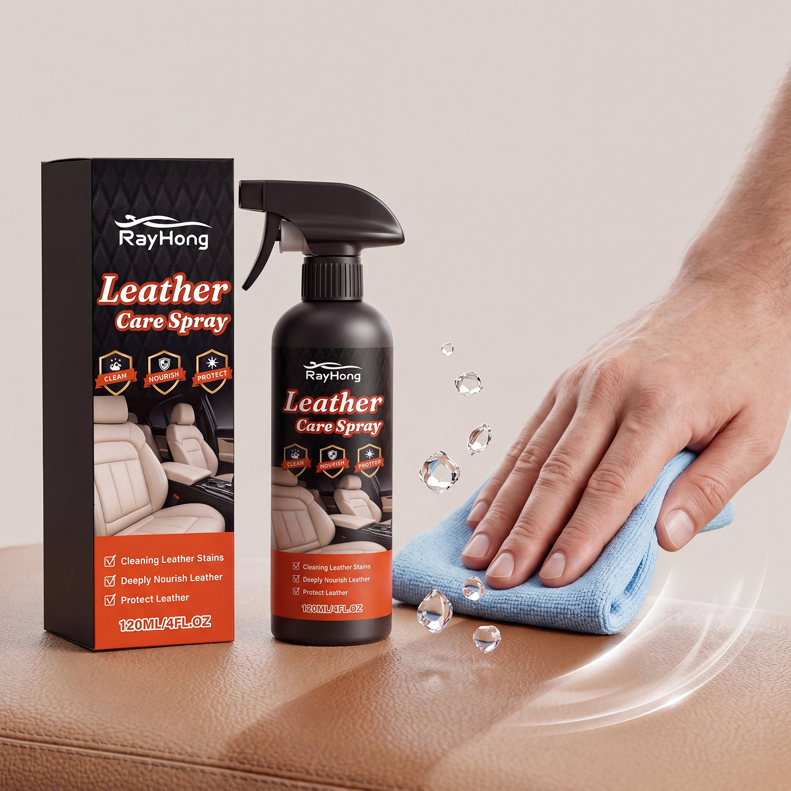 Lederreinigungs- Und Pflegespray – Entfernt Flecken, Pflegt Und Beugt Trockenheit Und Rissen Bei Lederwaren, Sofas Und Autositzen Vor – 120 Ml -- Biemmedue