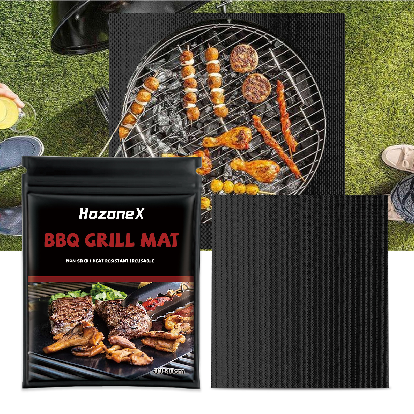 Leicht Zu Reinigende, Antihaftbeschichtete Grillmatte Für Den Außenbereich, Hitzebeständig Und Fleckenabweisend – 33 X 40 Cm -- Biemmedue