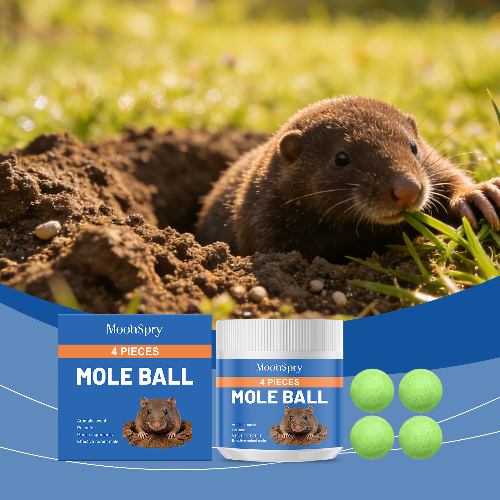 Maulwurfskugel, Parfümierte Pellets Zur Externen Nagetierabwehr Für Den Täglichen, Ungestörten Gebrauch, Tragbare Tierabwehrkugel – 4 Stück -- Biemmedue