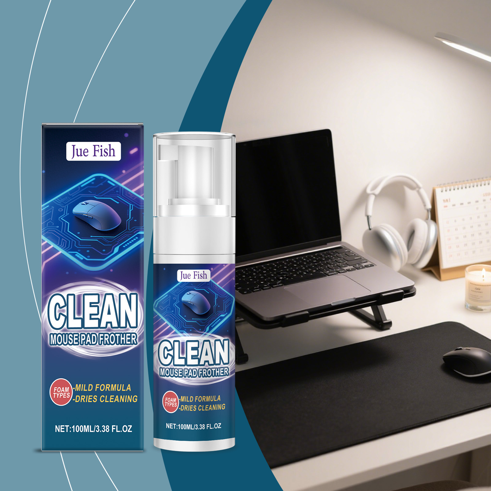 Mauspadreiniger, Schnelltrocknend, Entfernt Flecken, Reinigt Tastaturen Und Datenkabel, Schreibtischunterlagen – Ein Muss Für Büro Und Zuhause – 100 Ml -- Biemmedue
