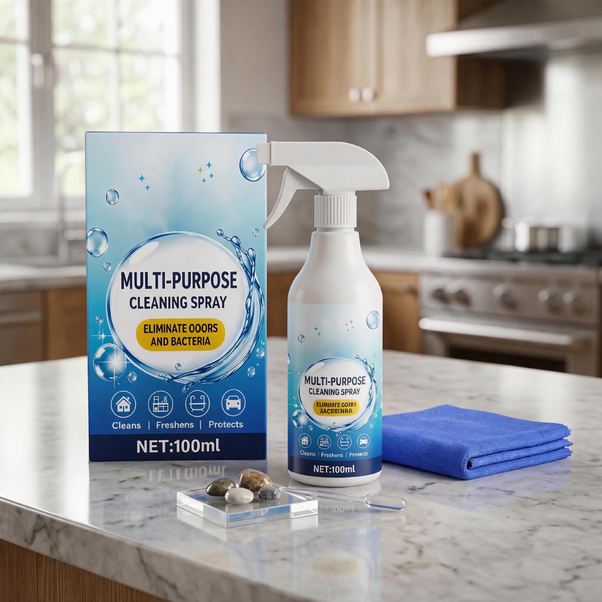 Mehrzweck-haushaltsreinigungsspray Für Die Reinigung Von Arbeitsplatten, Spülbecken, Türen, Fenstern, Fliesen, Küchen Und Badezimmern - 100 Ml, Inklusive 1 Handtuch. -- Biemmedue