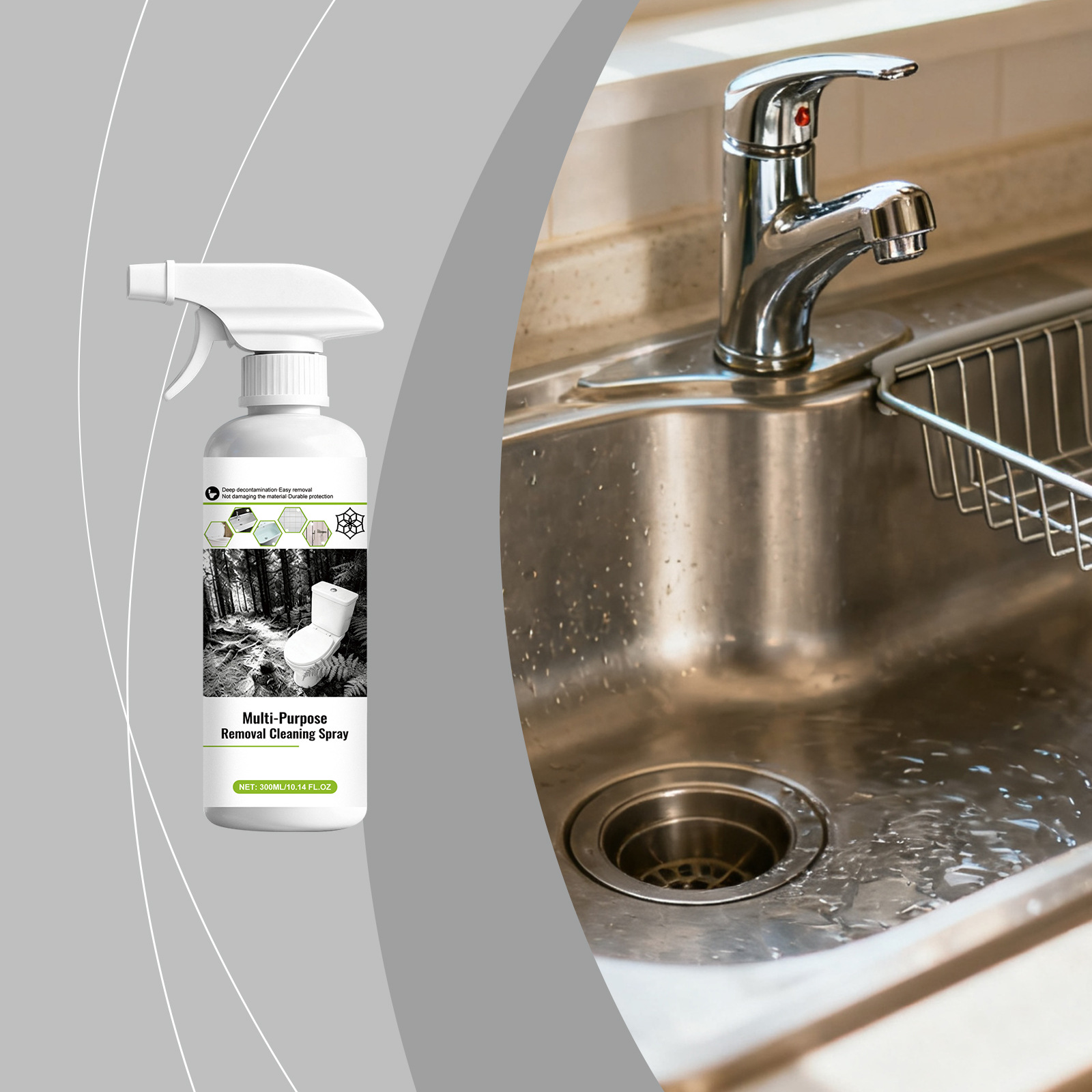 Mehrzweck-reinigungsspray Für Alltägliche Wasserflecken In Der Küche, Fettablagerungen An Wänden, Badezimmerreinigung Und Andere Haushaltsreinigungsaufgaben – 300 Ml -- Biemmedue