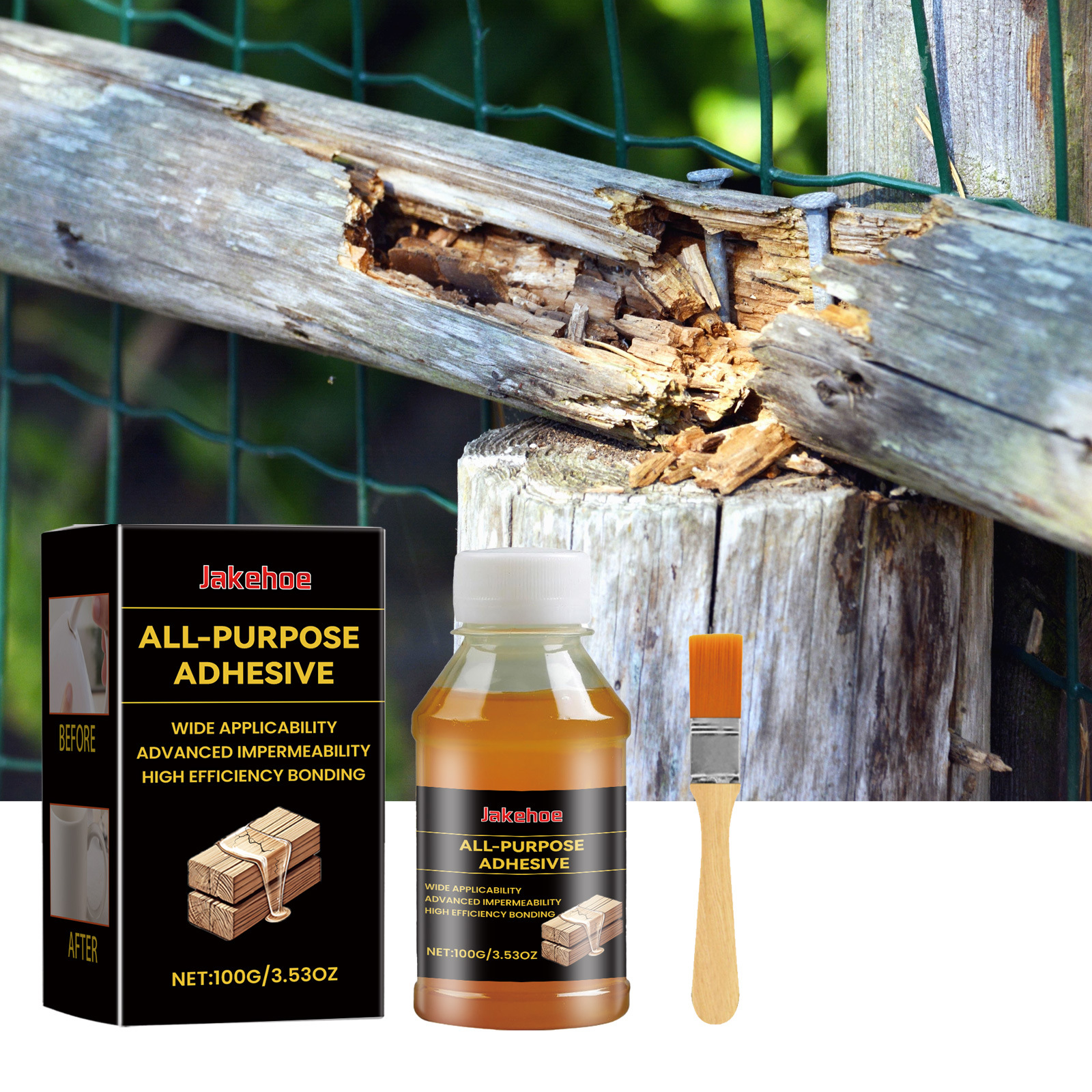 Mehrzweck-reparaturkleber Für Holz, Leder Und Glas Schnelltrocknender, Natürlich Aushärtender Klebstoff Klebe- Und Schweißmittel – 100 G Kleber + Pinsel -- Biemmedue