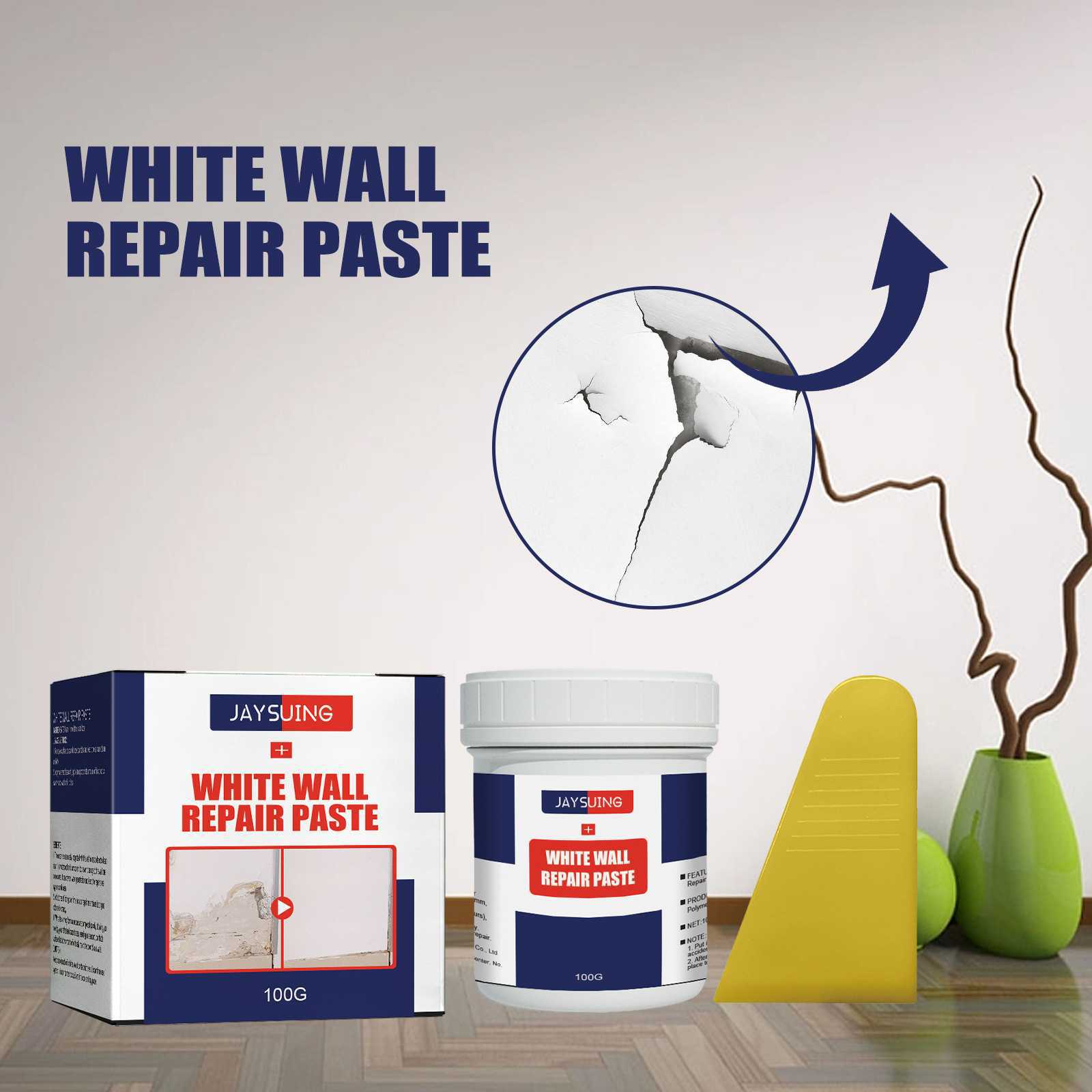 Mehrzweck-wandreparaturpaste, Weiß, Für Wandinstandhaltung, Renovierung, Spachtelarbeiten, Reparaturen, Ausbesserungsarbeiten An Wänden Im Haushalt – 100 G + Spachtel -- Biemmedue