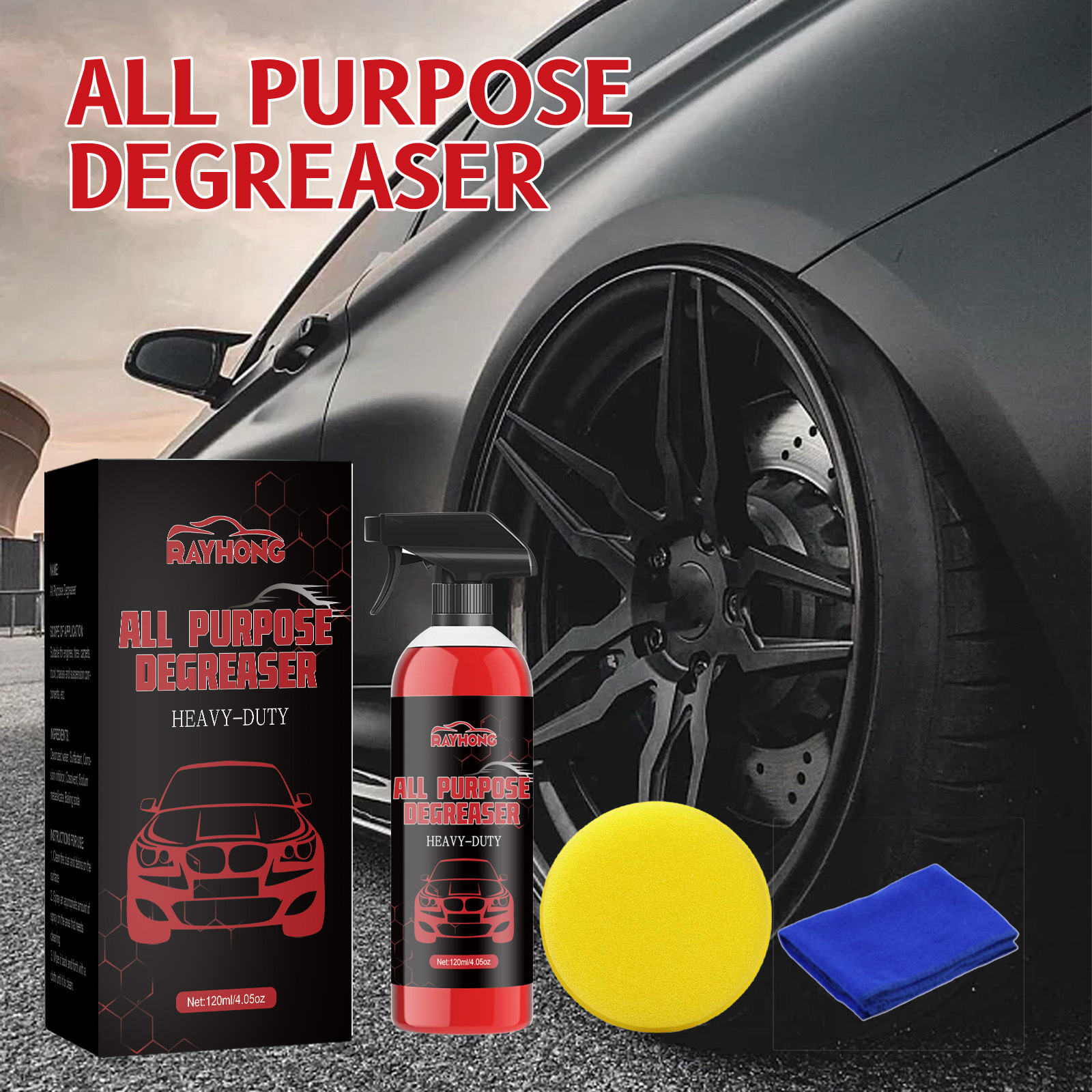 Mehrzweckreiniger Für Autolack, Felgen Und Metalloberflächen Schonende Und Effektive Reinigung Hinterlässt Ein Frisches Finish – 120 Ml + Schwamm + Tuch -- Biemmedue