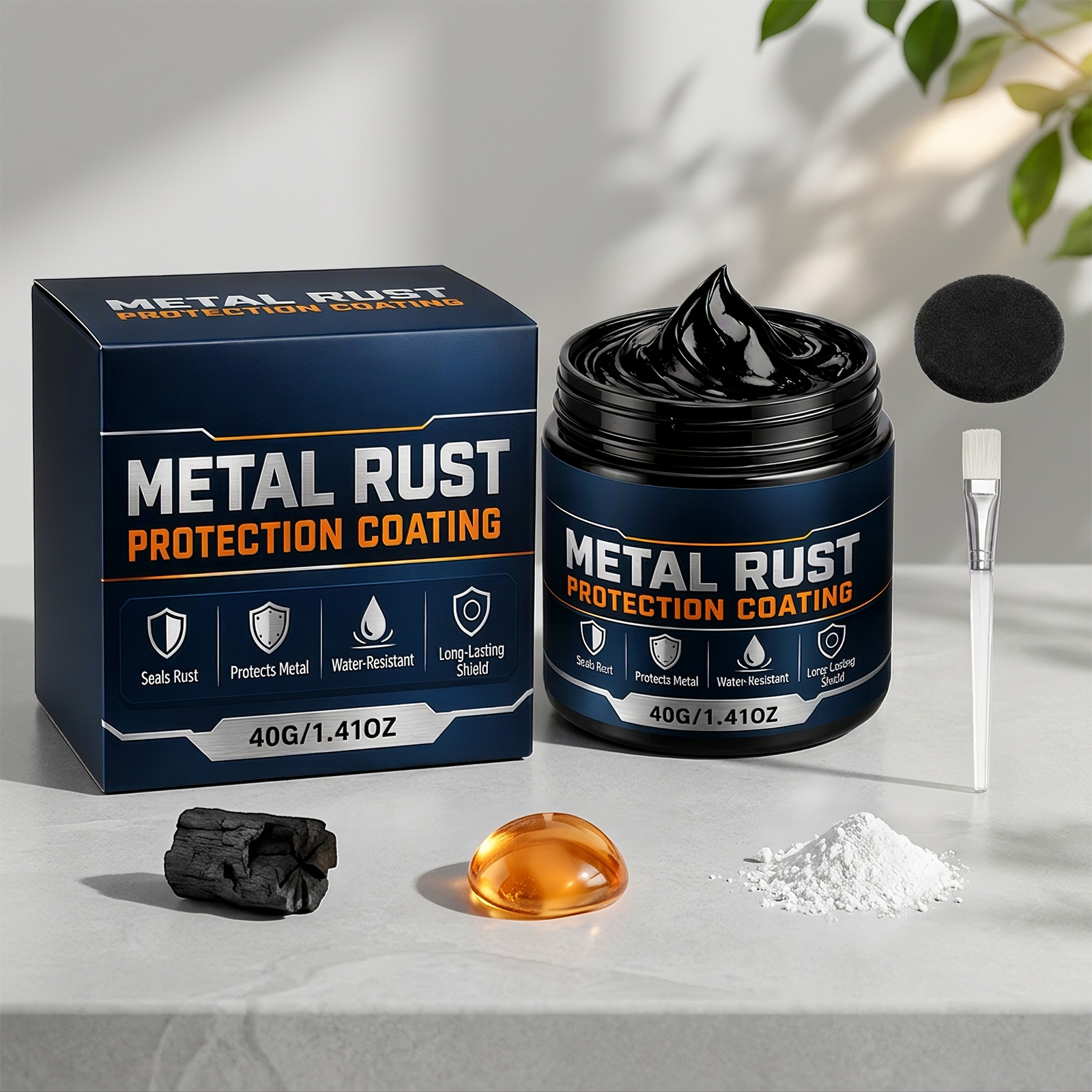 Metall-rostschutzanstrich Für Metallgeländer Im Haus, Entfernt Rost, Umweltfreundliche Formel Auf Wasserbasis, Wasser- Und Feuchtigkeitsbeständig – 40 G + Schwamm + Pinsel -- Biemmedue