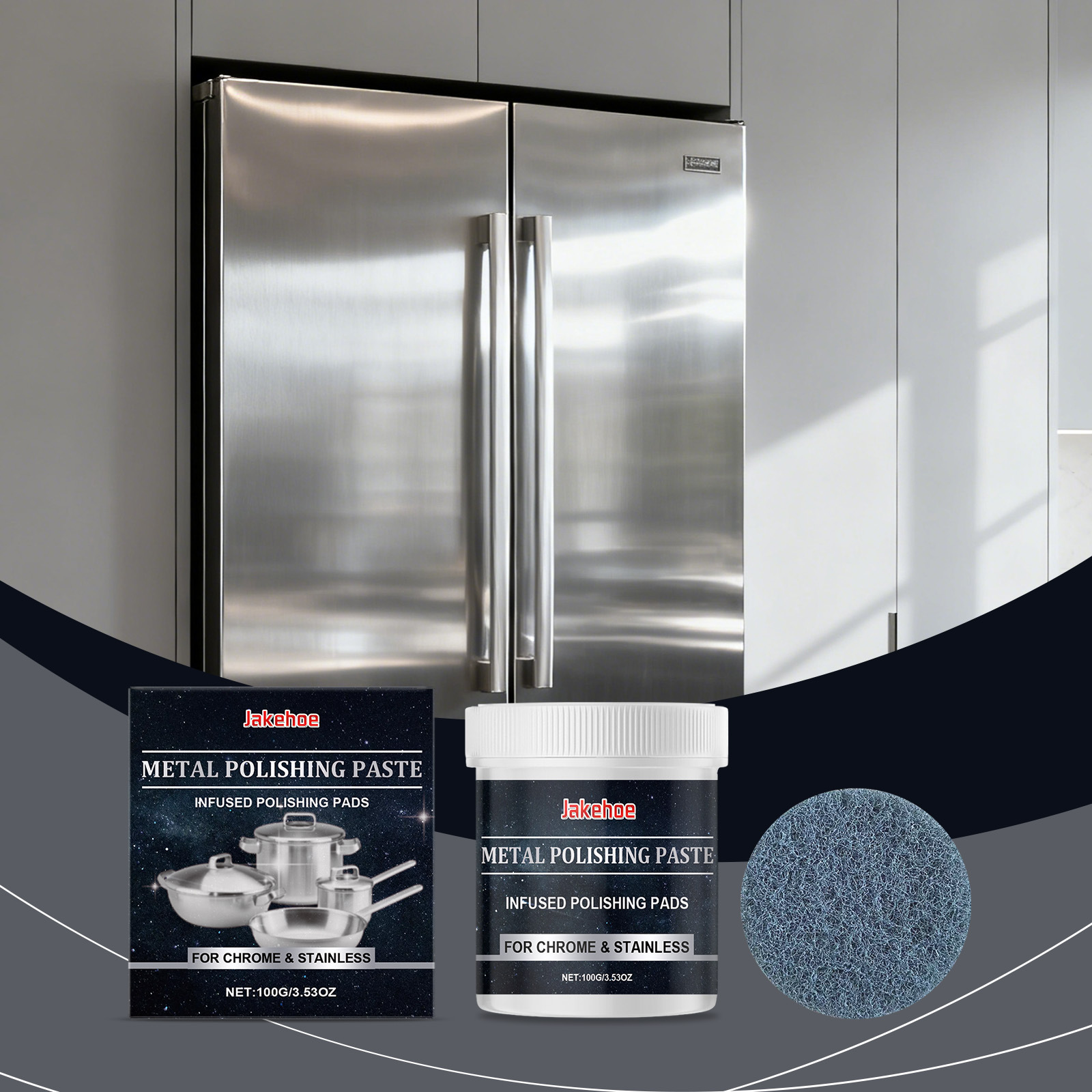 Metallpolierpaste Für Den Haushalt: Entfernt Rost Und Schwarze Flecken Von Herdplatten, Küchenutensilien Und Topfböden – 100 G X 1 + 1 Schwammpad -- Biemmedue