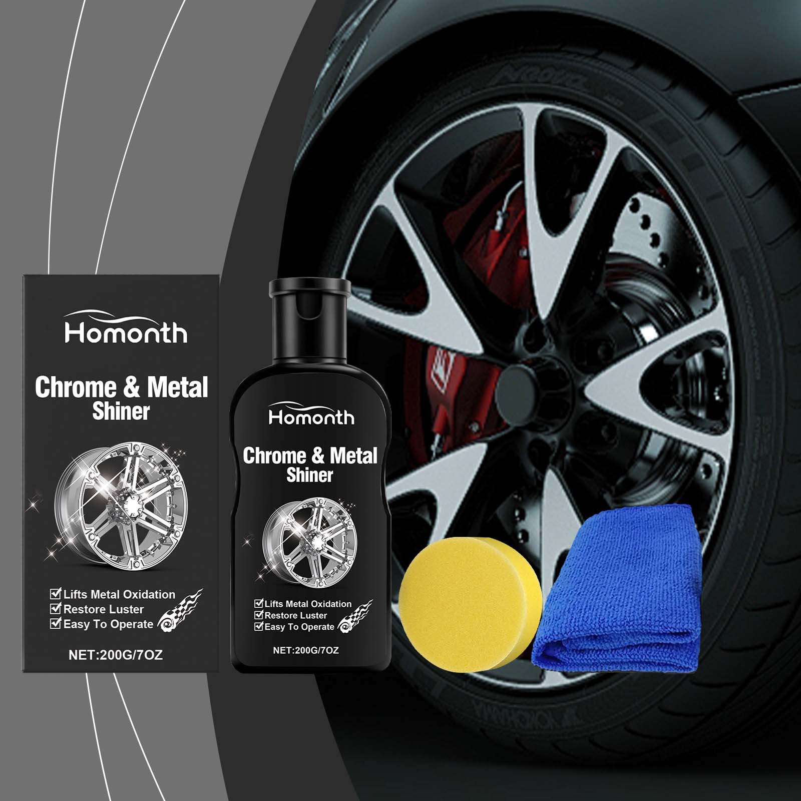 Metallpolierpaste Zur Reinigung Von Felgen Und Metallteilen, Zur Entfernung Von Oberflächenoxidation Und Als Pflegepolitur – 200 G + Schwamm + Tuch -- Biemmedue
