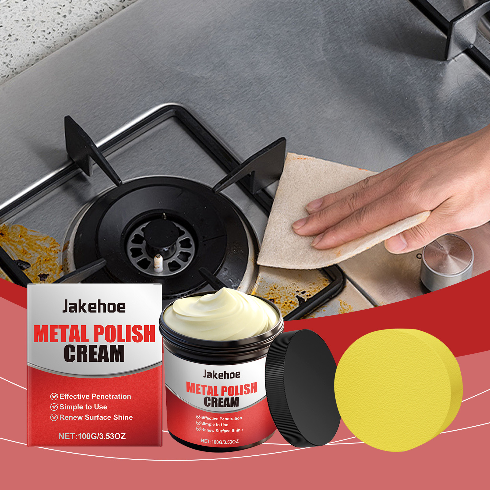 Metallpolierpaste Zur Reinigung Von Küchenherden, Metallutensilien Und Topfböden Zum Entfernen Von Rost Und Schwarzen Flecken – Polierpaste: 100 G × 1, Schwamm × 1 -- Biemmedue