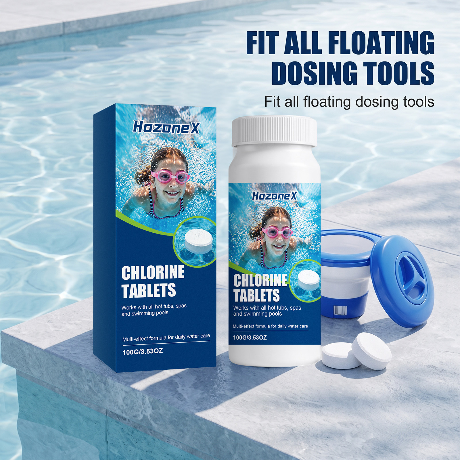 Multifunktionale Poolreinigungstabletten, Entfernen Algen, Reinigen Wasser, Lösen Sich Schnell Auf, Geeignet Für Den Heimgebrauch, Schwimmbäder, Thermalquellen Und Spas – 100 G -- Biemmedue