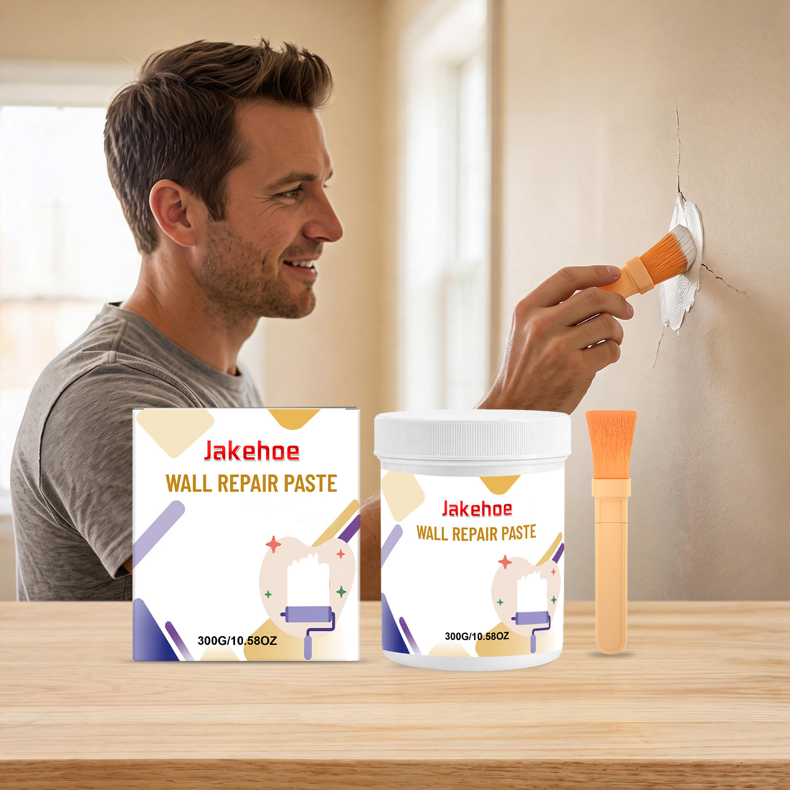 Multifunktionale Wandreparaturpaste Zum Füllen Von Rissen Und Löchern In Wänden Für Mehr Schönheit Und Komfort Im Alltag – 300 G, Pinsel 1 -- Biemmedue