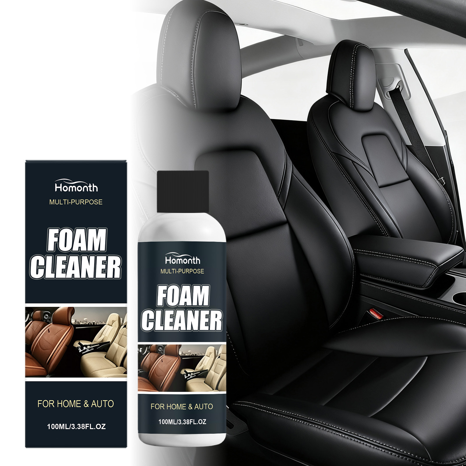 Multifunktionaler Schaumreiniger Für Die Lederreinigung Im Autoinnenraum, Fleckenentfernung, Aufbereitung, Tägliche Pflege Und Glanz – 100 Ml -- Biemmedue