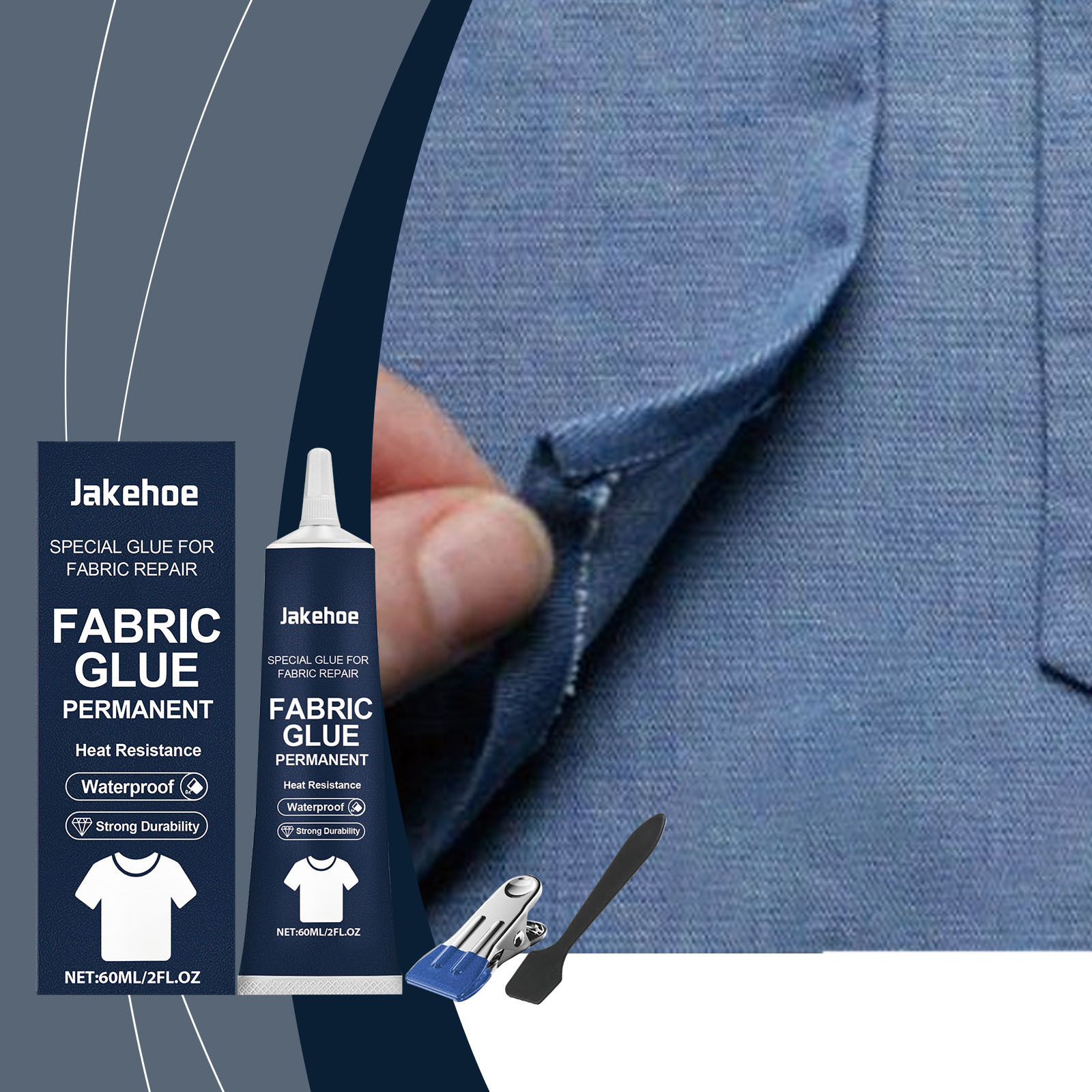 Multifunktionaler Textilreparaturkleber, Geeignet Für Die Nahtlose Ausbesserung Von Schnittmustern An Kleidungsstücken, Für Den Heimgebrauch – Kleber 60 Ml X 1 + Spachtel X 1 + Clip X 1 -- Biemmedue