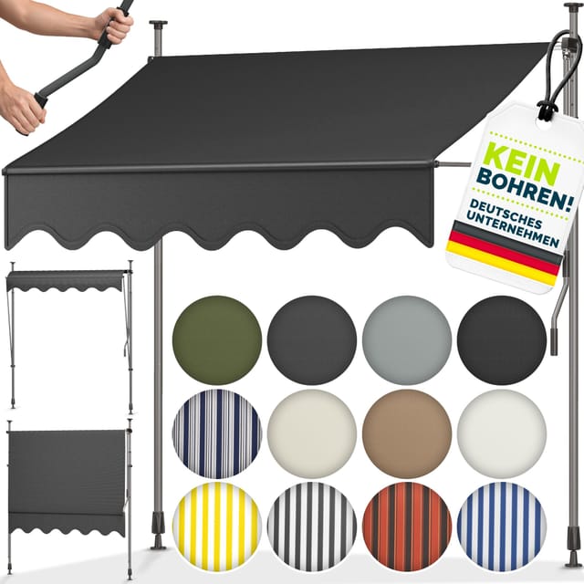 Balkonmarkise 400 cm Beige Gelenkarm Markise Klemmmarkise Sonnenmarkise Balkon ohne Bohren - Tillvex